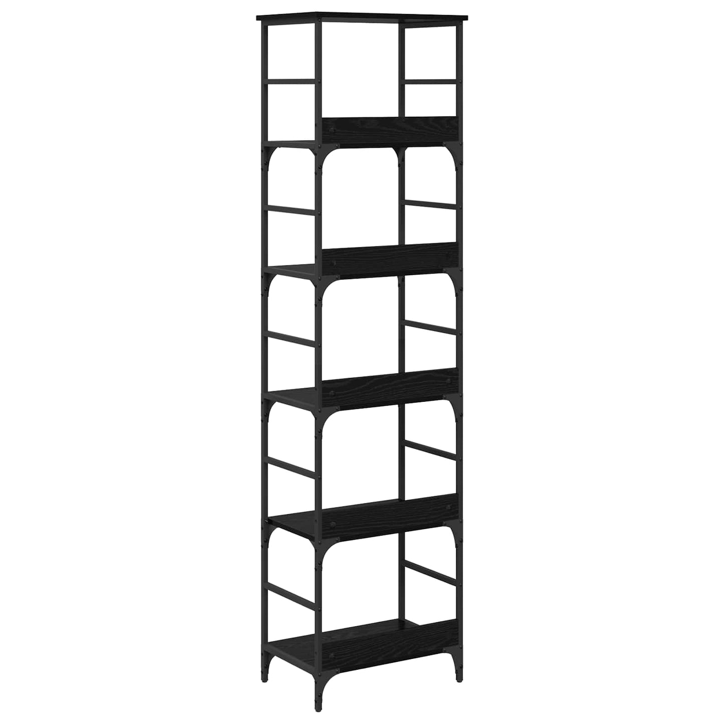 Bookshelf 5-Tier 50x33x188.5cm Engineered Wood Black Oak