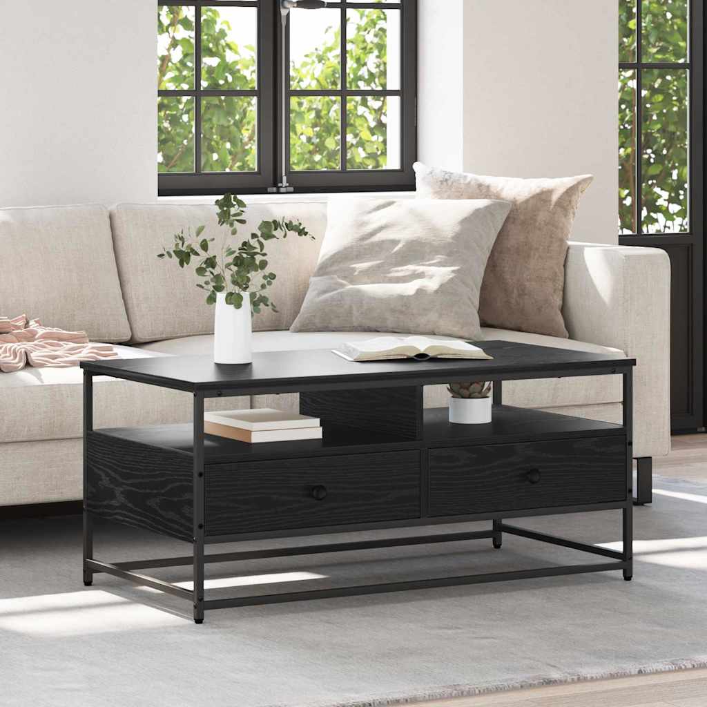 Coffee Table Black Oak 100 x 51 x 45 cm Engineered Wood