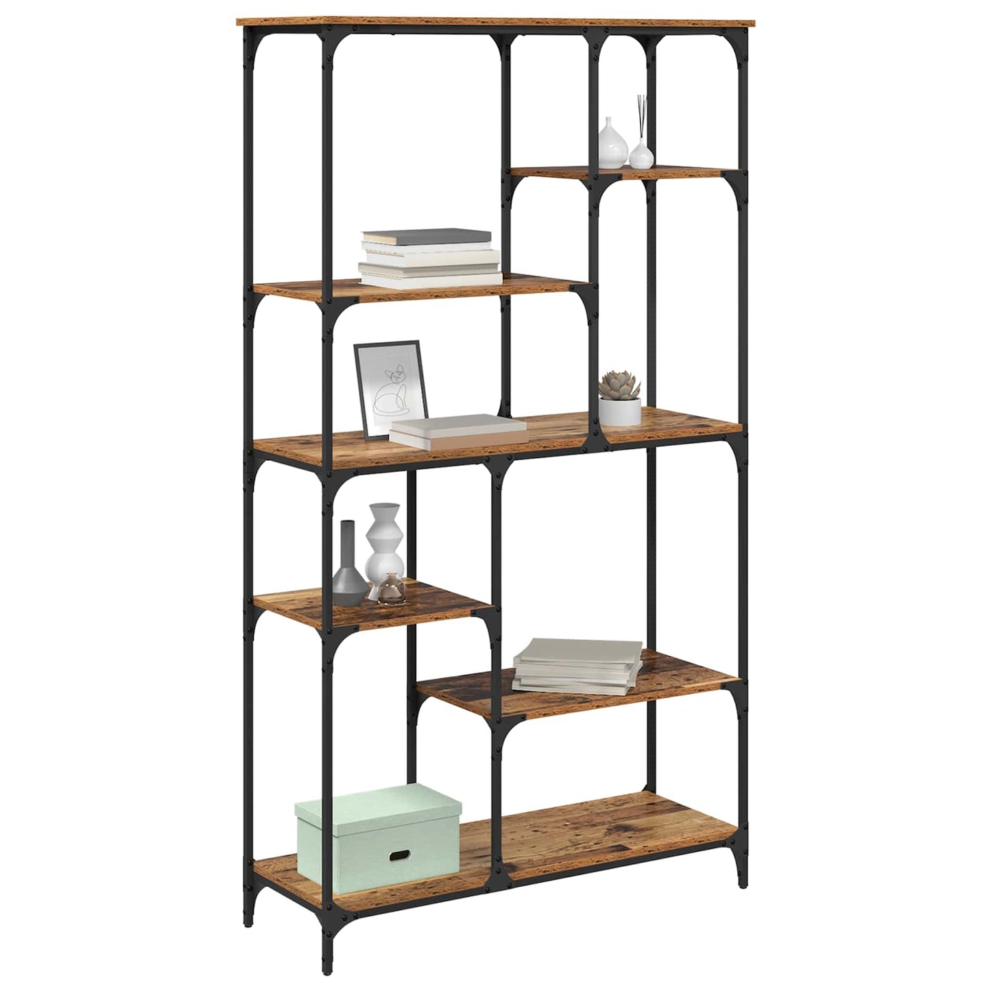 Bookshelf 5-Tier 99 x 35.5 x 176 cm Engineered Wood Old Wood
