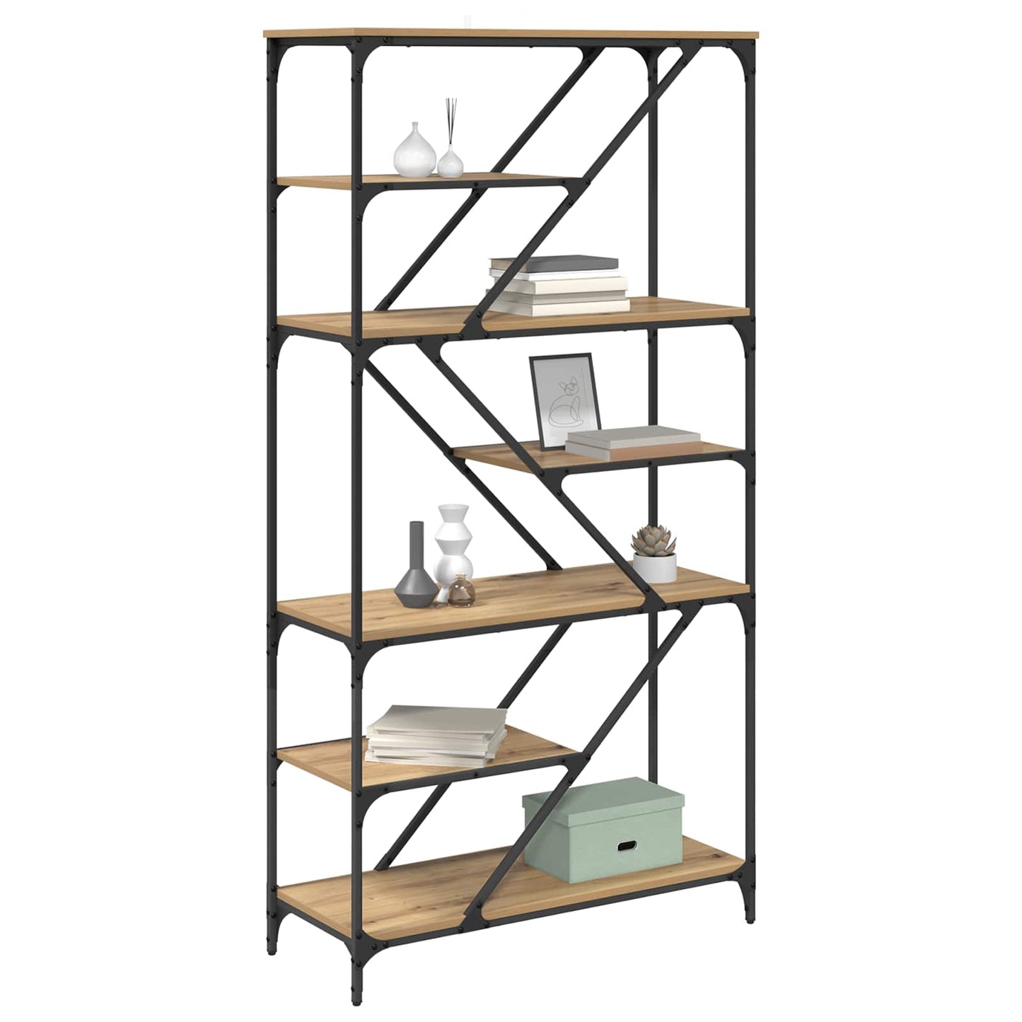 Bookshelf 9-Tier 91 x 36 x 176 cm Engineered Wood Artisan Oak