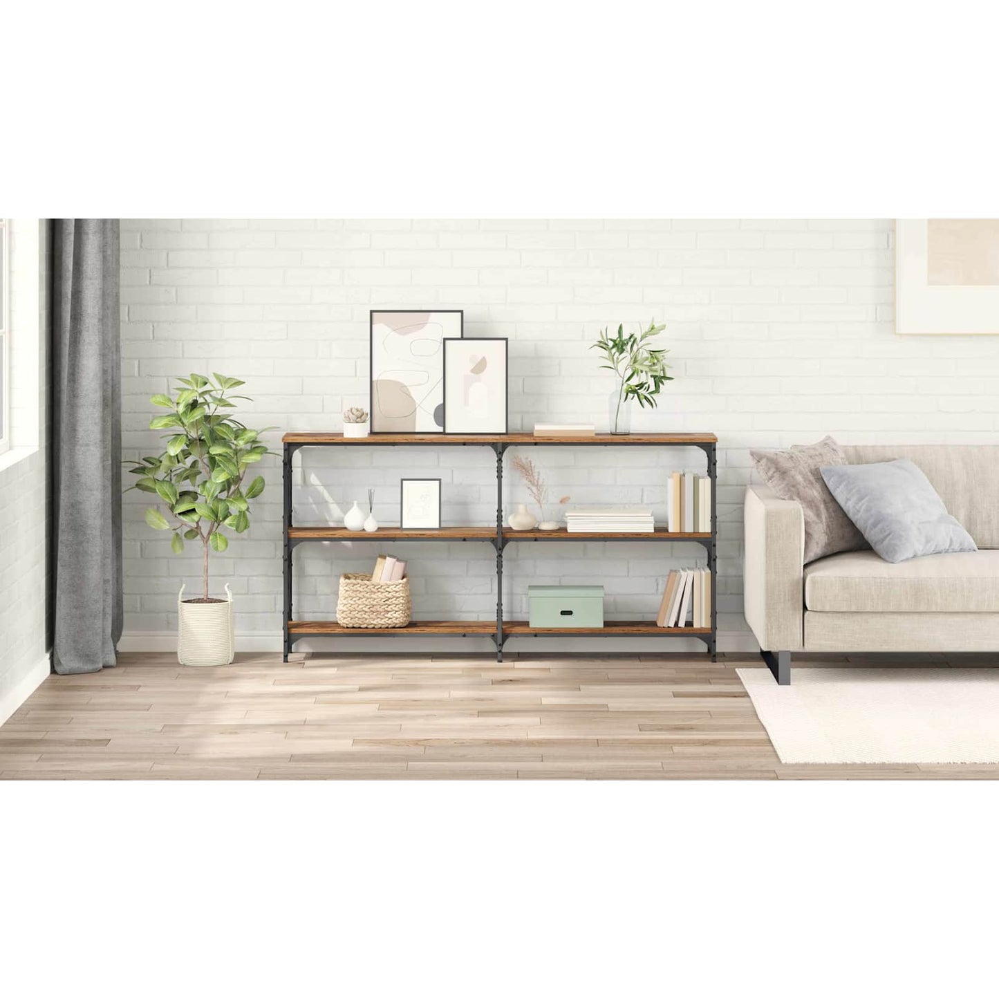 Console Table Old Wood 156 x 28 x 80.5 cm Engineered Wood