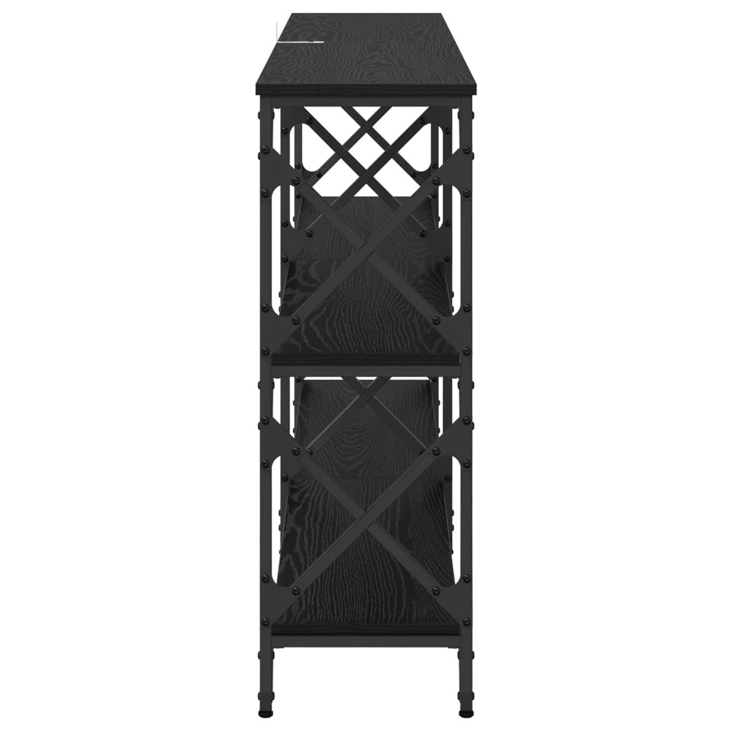 Console Table Black Oak 156 x 28 x 80.5 cm Engineered Wood