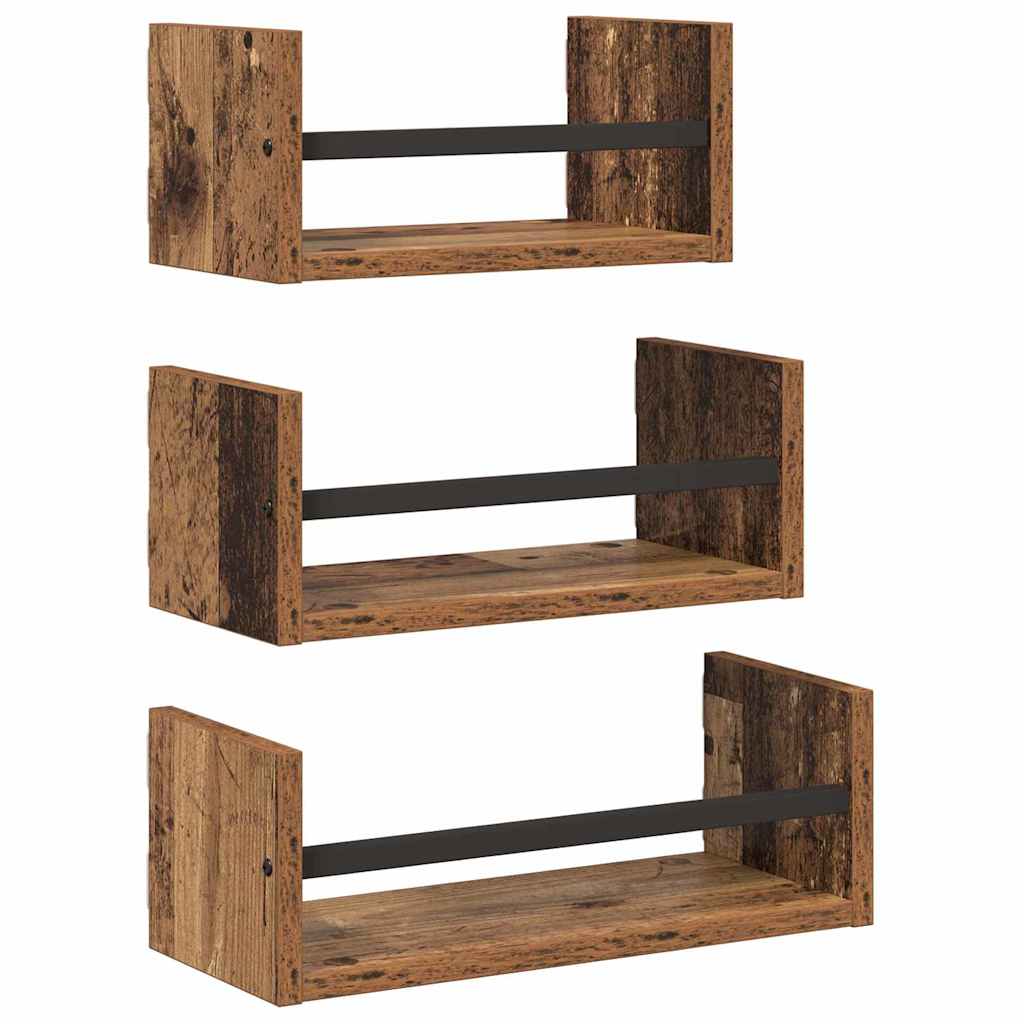 Wall Shelf Set 3 pcs Old Wood 40 x 16 x 14 cm Engineered Wood