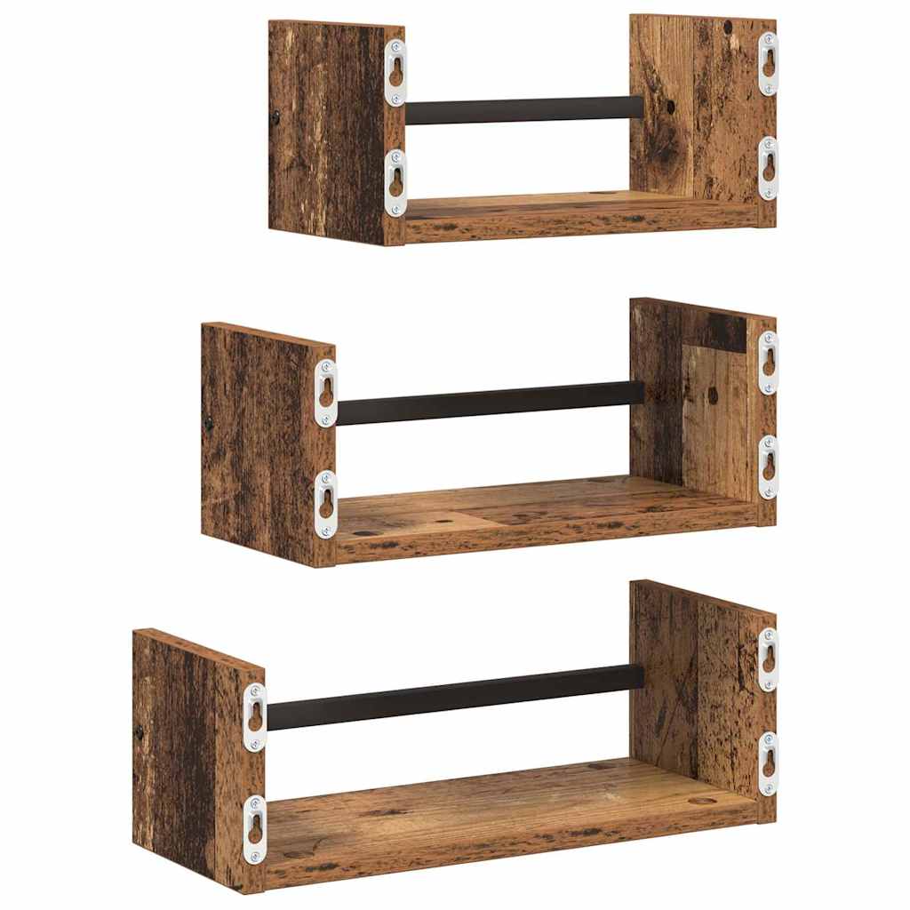 Wall Shelf Set 3 pcs Old Wood 40 x 16 x 14 cm Engineered Wood