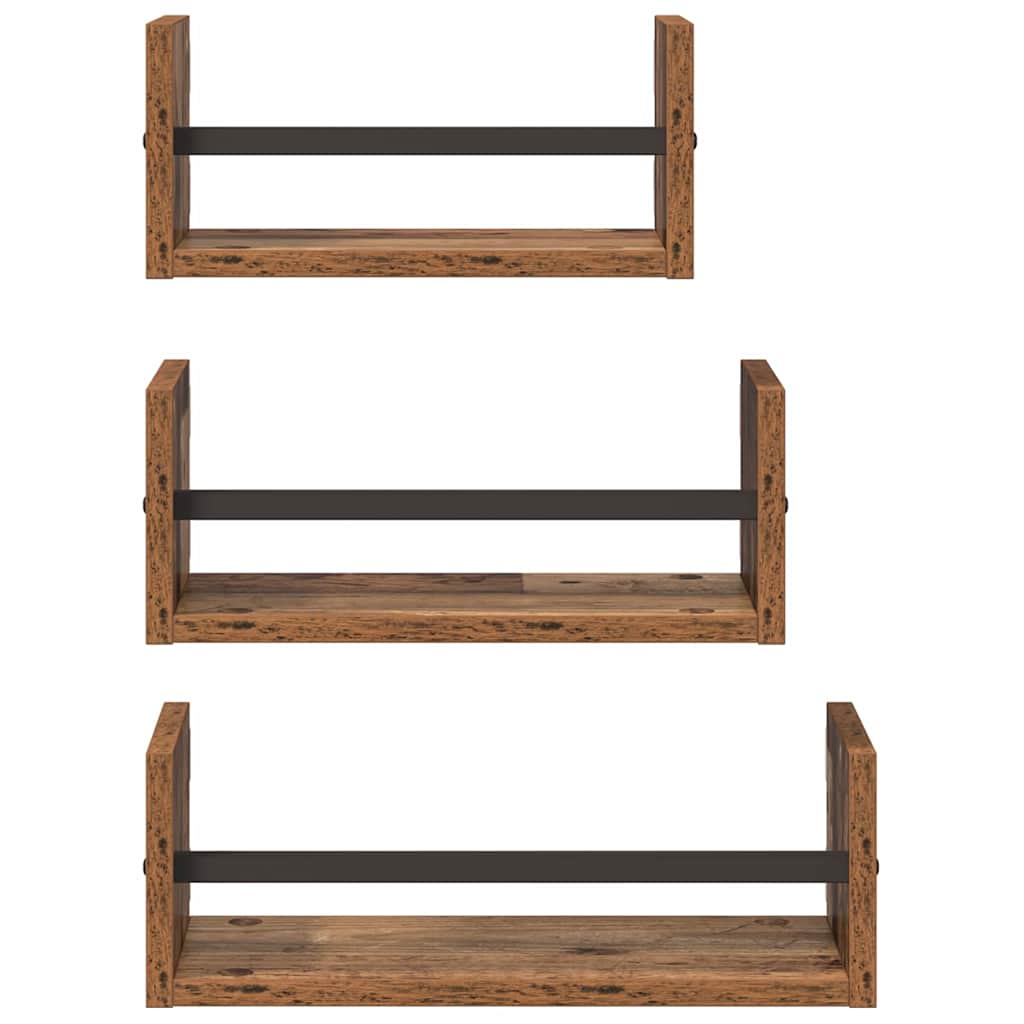 Wall Shelf Set 3 pcs Old Wood 40 x 16 x 14 cm Engineered Wood