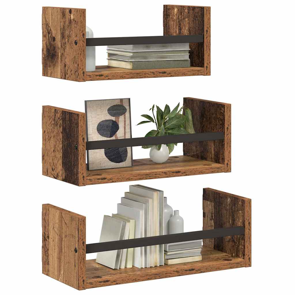 Wall Shelf Set 3 pcs Old Wood 40 x 16 x 14 cm Engineered Wood