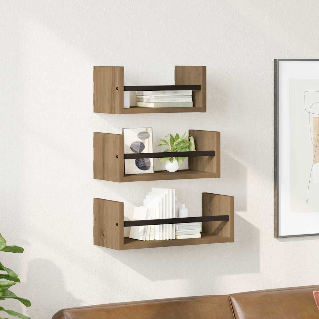 Wall Shelf Set 3 pcs Artisan Oak 40 x 16 x 14 cm