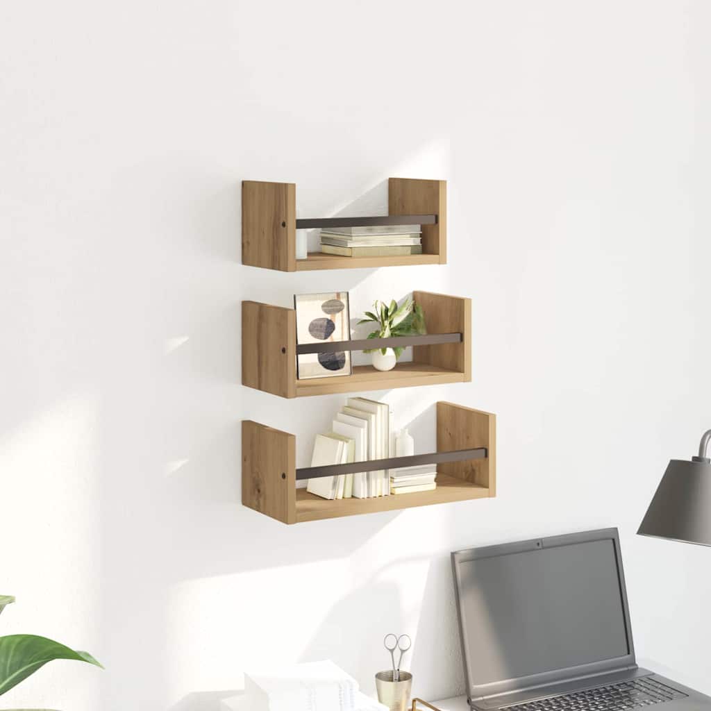 Wall Shelf Set 3 pcs Artisan Oak 40 x 16 x 14 cm