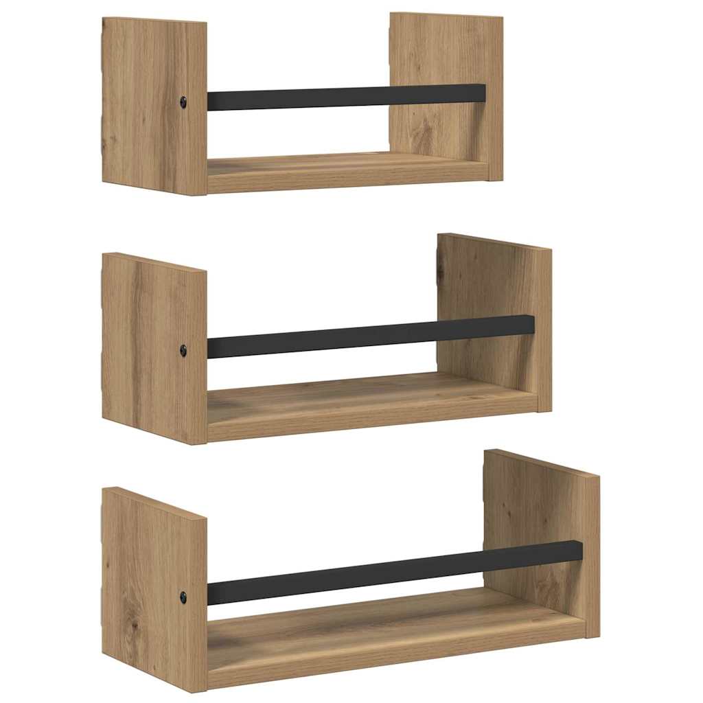Wall Shelf Set 3 pcs Artisan Oak 40 x 16 x 14 cm