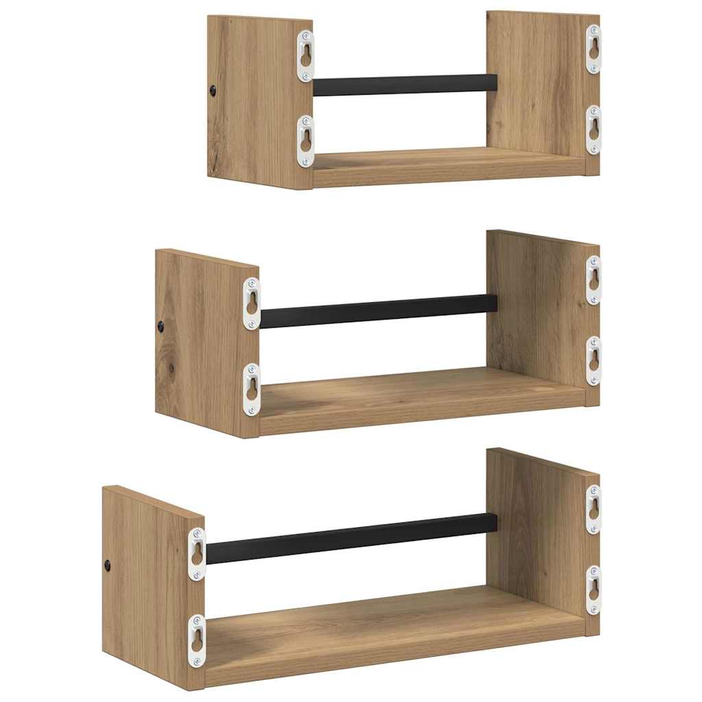 Wall Shelf Set 3 pcs Artisan Oak 40 x 16 x 14 cm