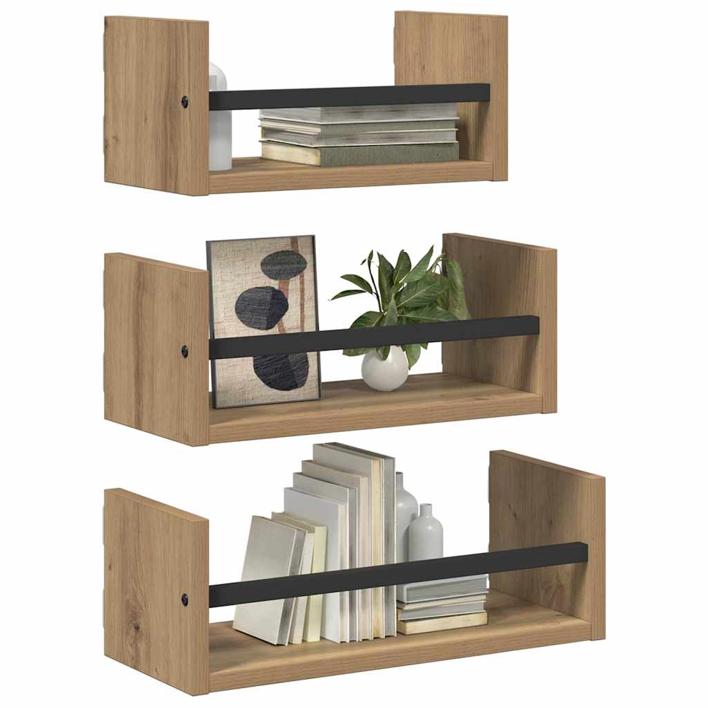 Wall Shelf Set 3 pcs Artisan Oak 40 x 16 x 14 cm