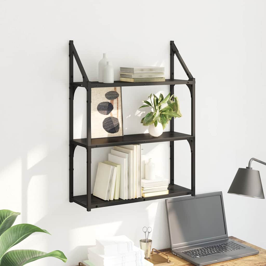 Wall Shelf Wall-Mounted Black Oak 60 x 21 x 78.5 cm