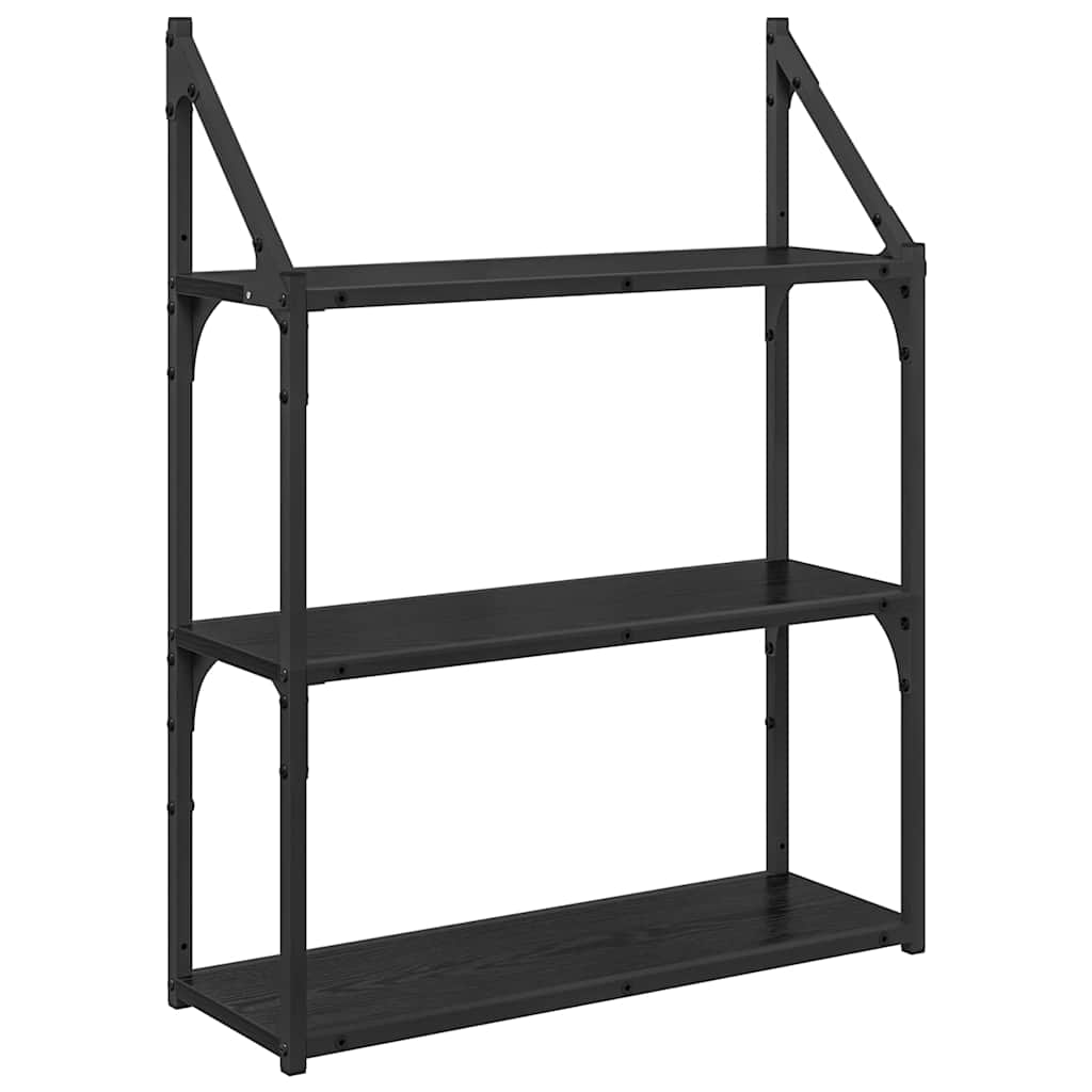 Wall Shelf Wall-Mounted Black Oak 60 x 21 x 78.5 cm