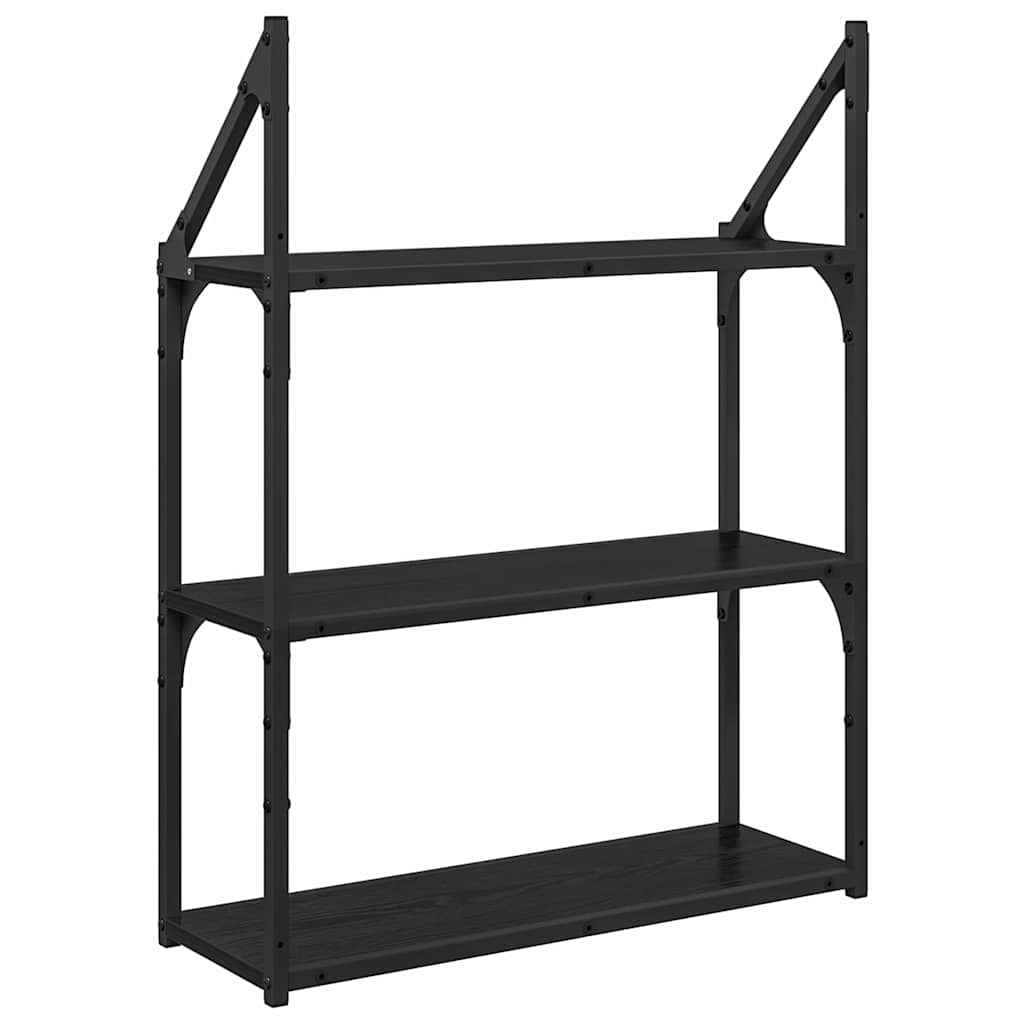 Wall Shelf Wall-Mounted Black Oak 60 x 21 x 78.5 cm