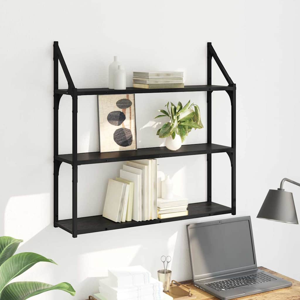 Wall Shelf Wall-Mounted Black Oak 80 x 21 x 78.5 cm
