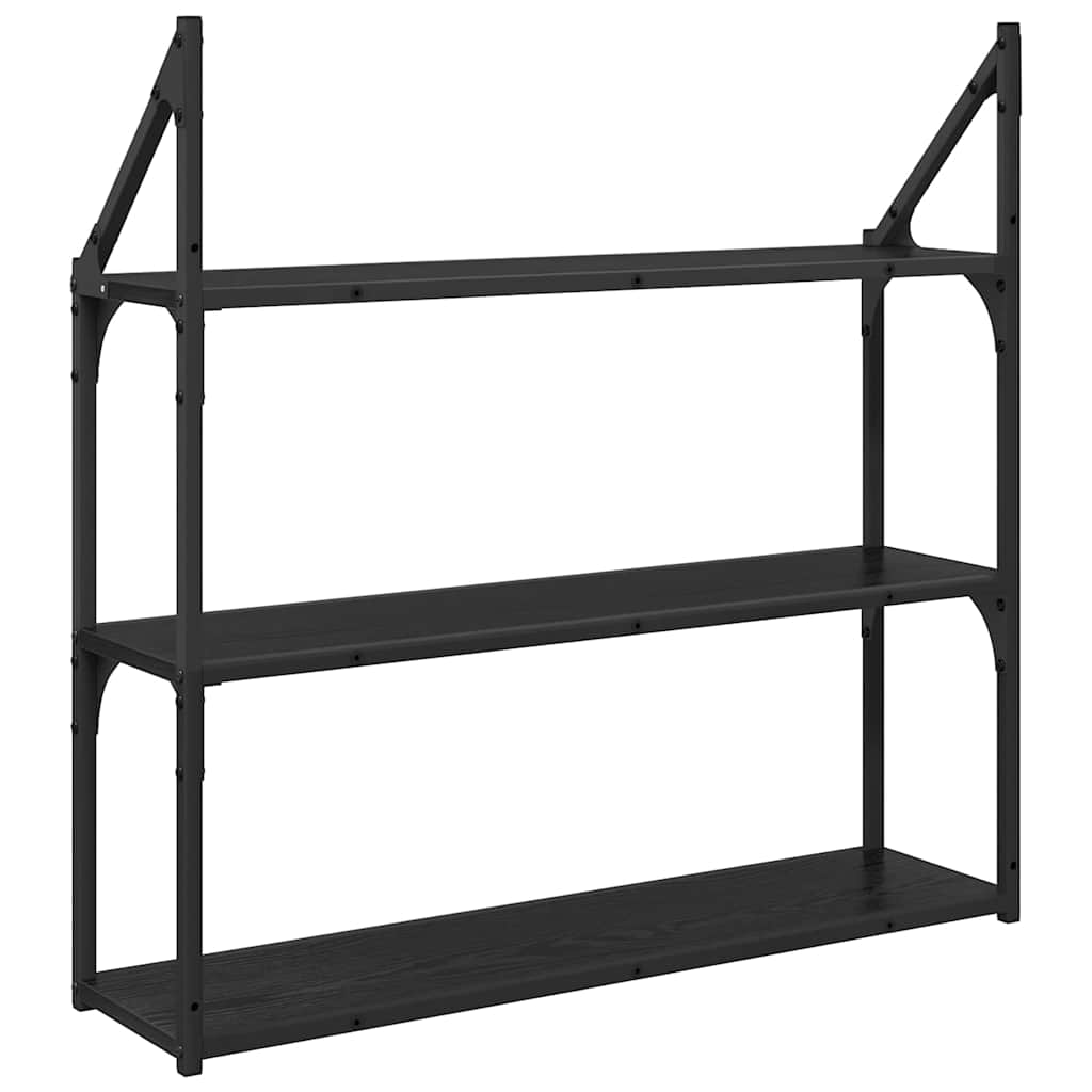 Wall Shelf Wall-Mounted Black Oak 80 x 21 x 78.5 cm