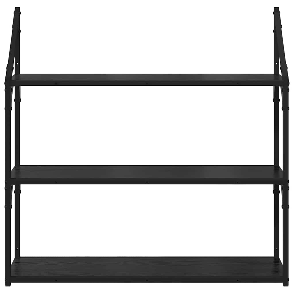 Wall Shelf Wall-Mounted Black Oak 80 x 21 x 78.5 cm