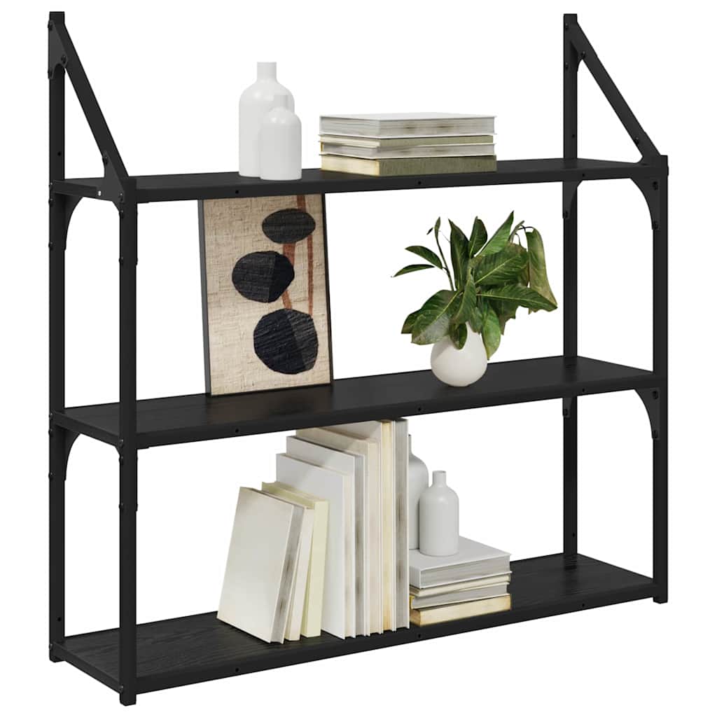 Wall Shelf Wall-Mounted Black Oak 80 x 21 x 78.5 cm