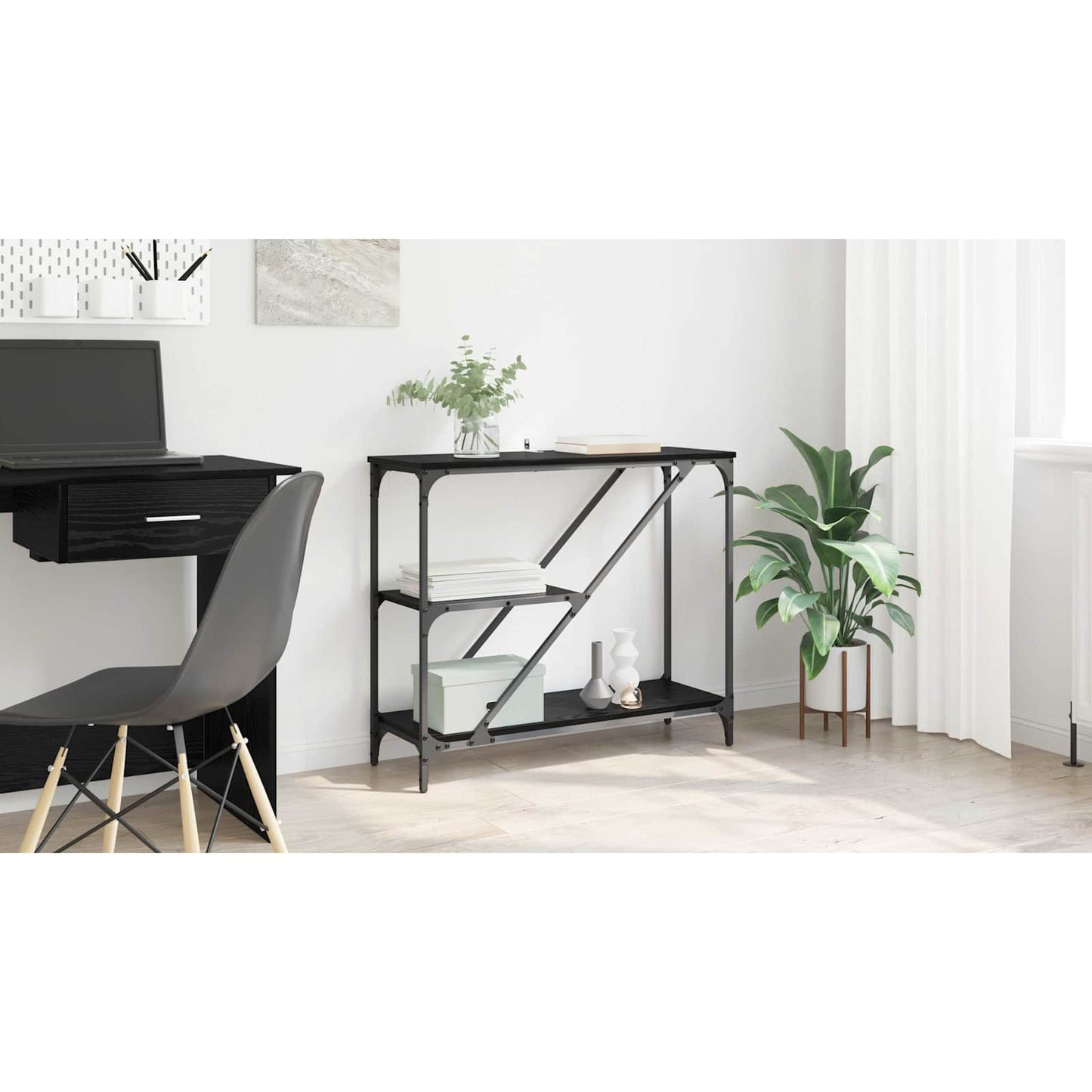 Console Table Black Oak 88.5 x 30 x 75 cm Engineered Wood