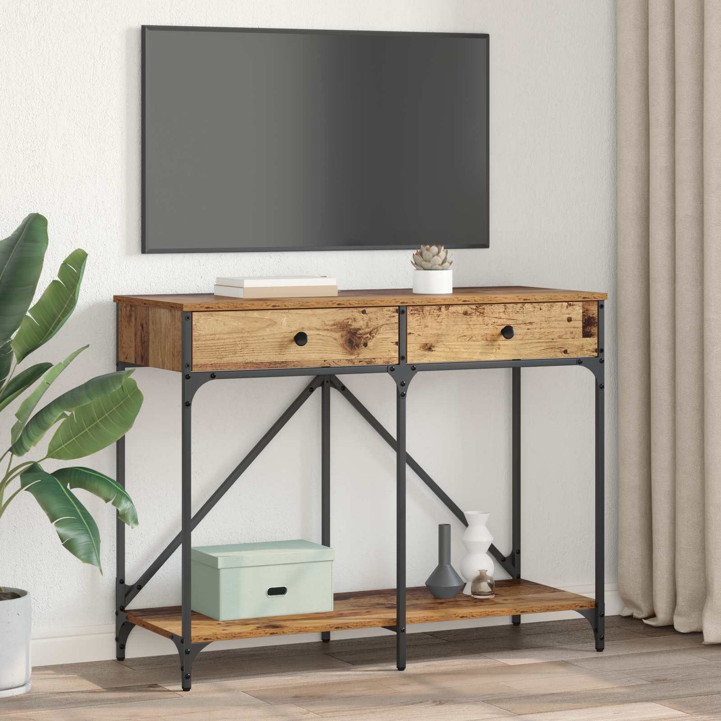 Console Table Old Wood 100 x 39 x 78.5 cm Engineered Wood