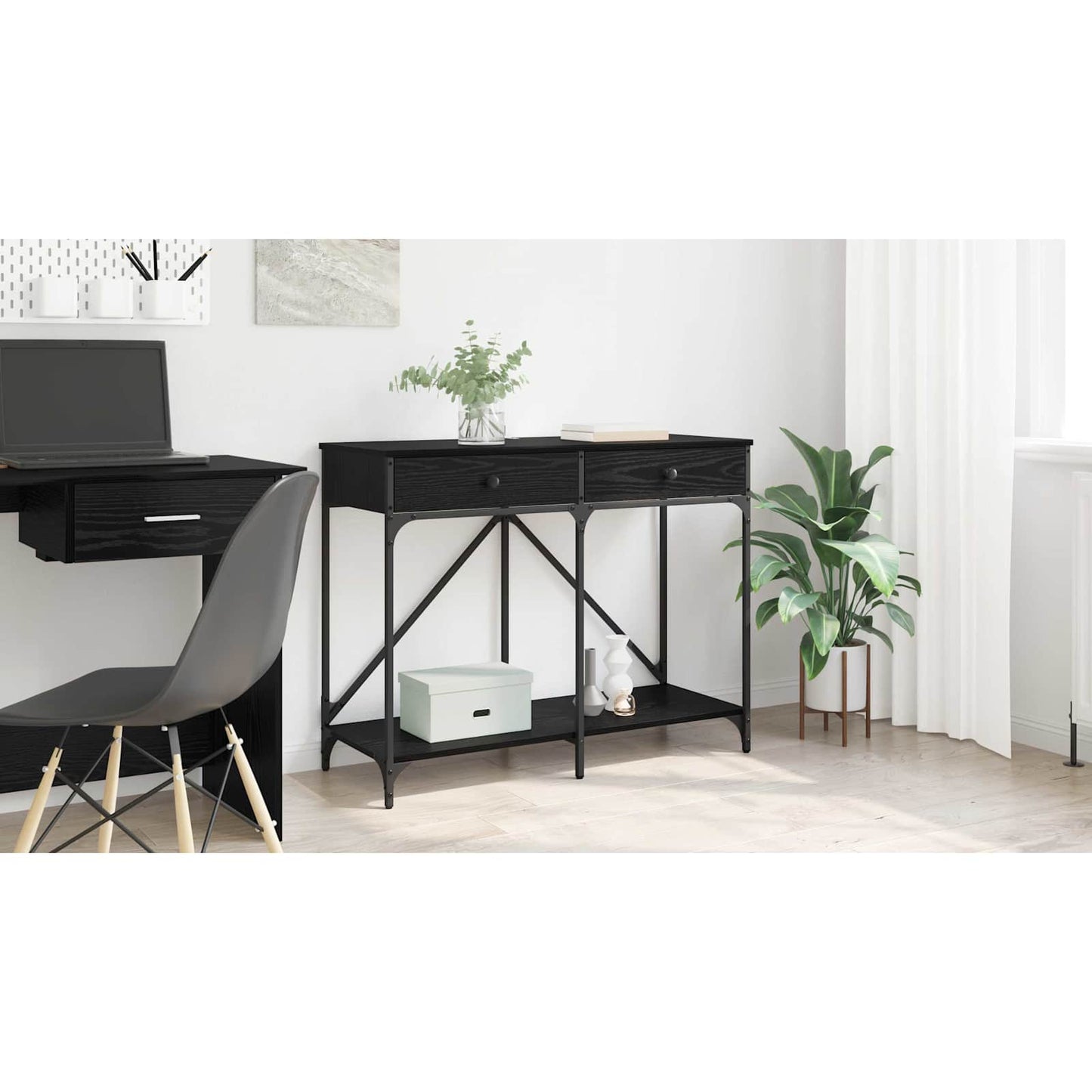 Console Table Black Oak 100 x 39 x 78.5 cm Engineered Wood