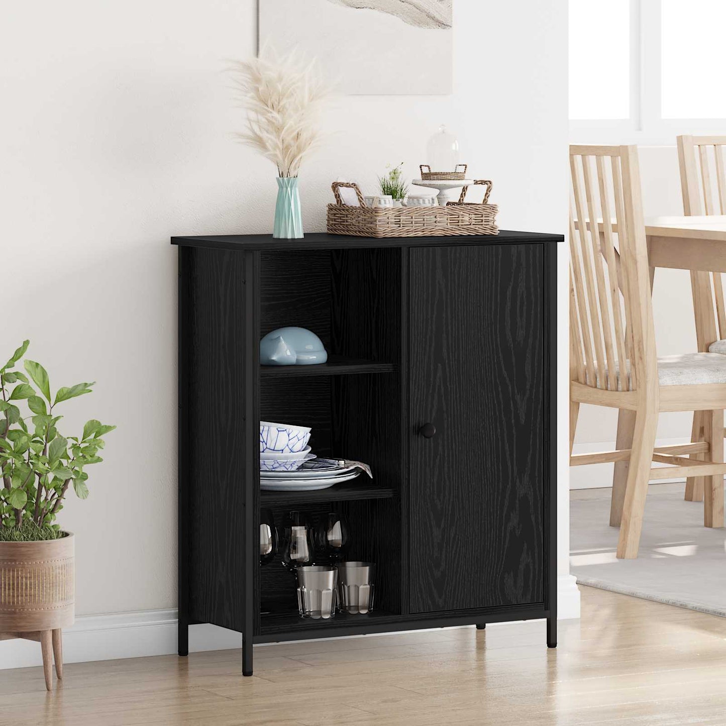 Sideboard Black Oak 70 x 30 x 80 cm Engineered Wood