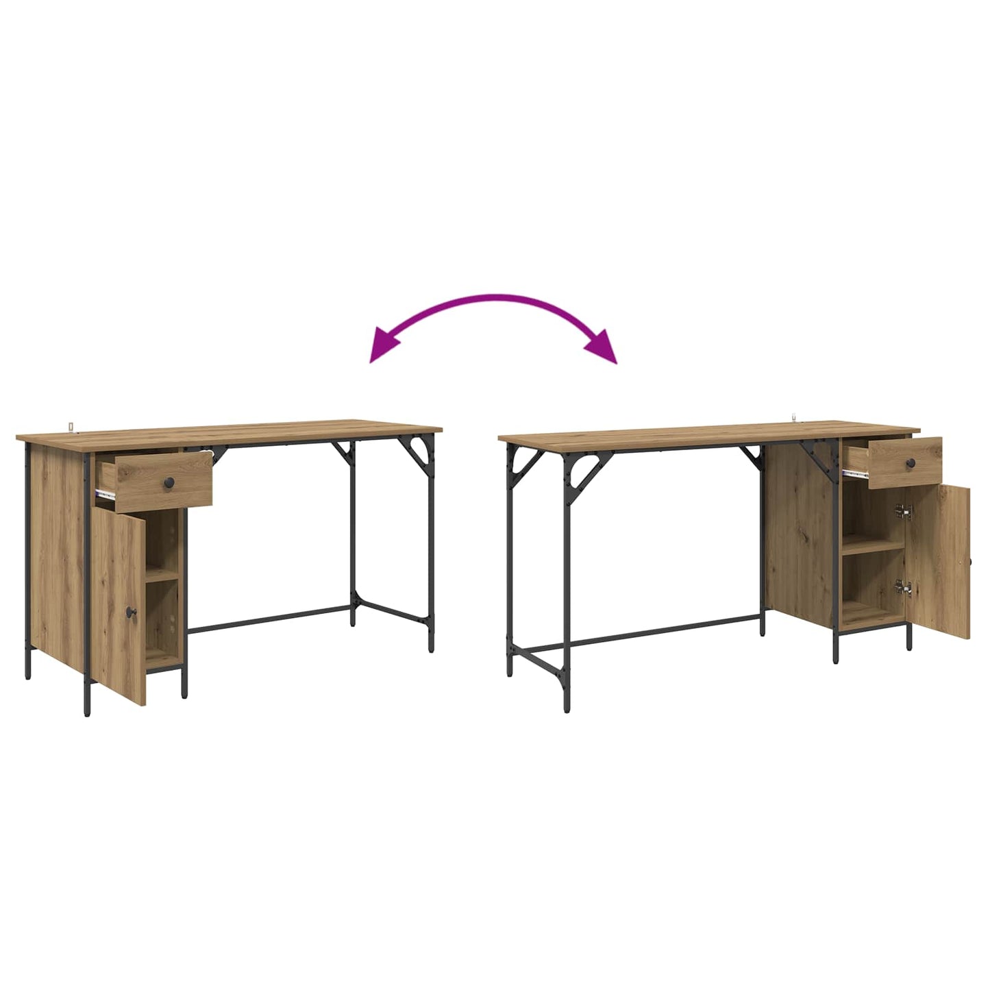 Computer Desk Artisan Oak Engineered Wood 131 x 48 x 75 cm