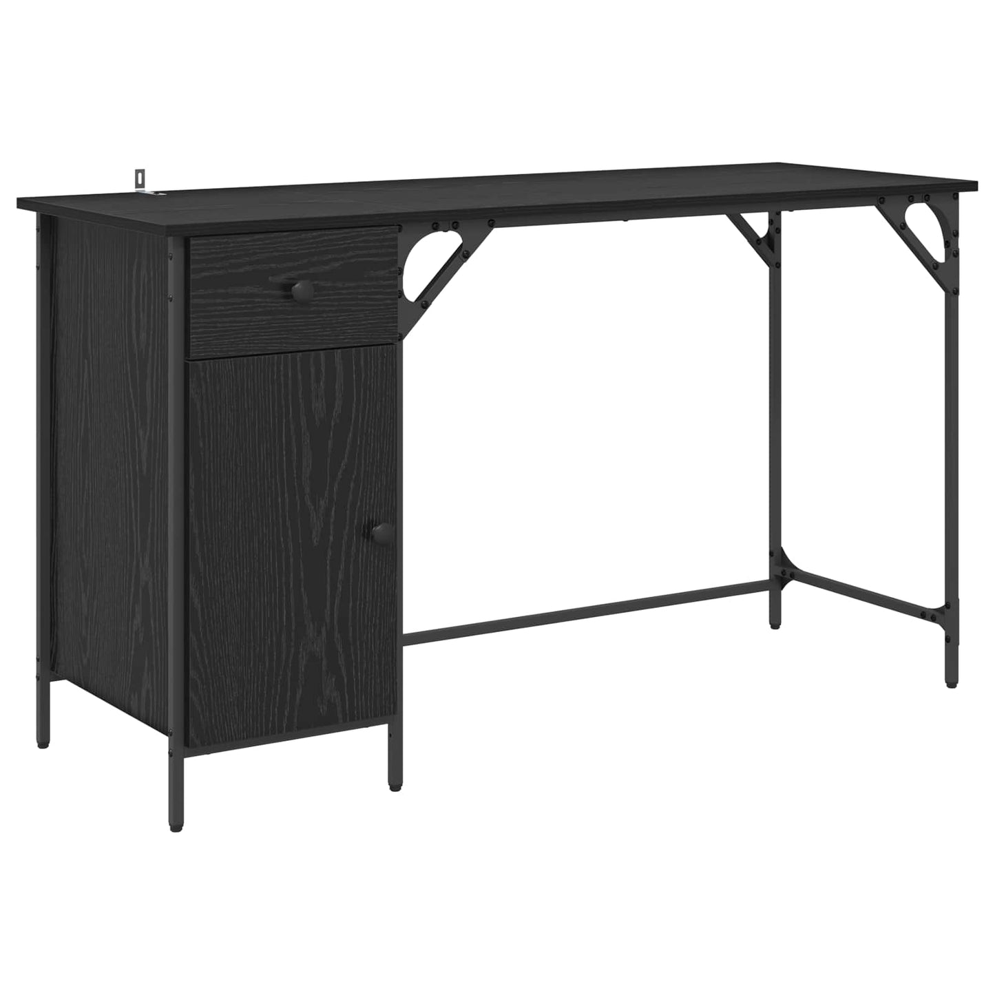 Computer Desk Black Oak 131 x 48 x 75 cm Engineered Wood