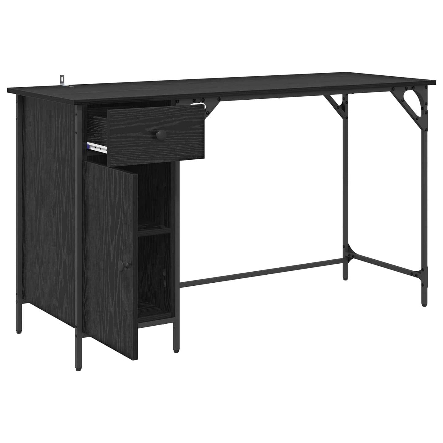 Computer Desk Black Oak 131 x 48 x 75 cm Engineered Wood