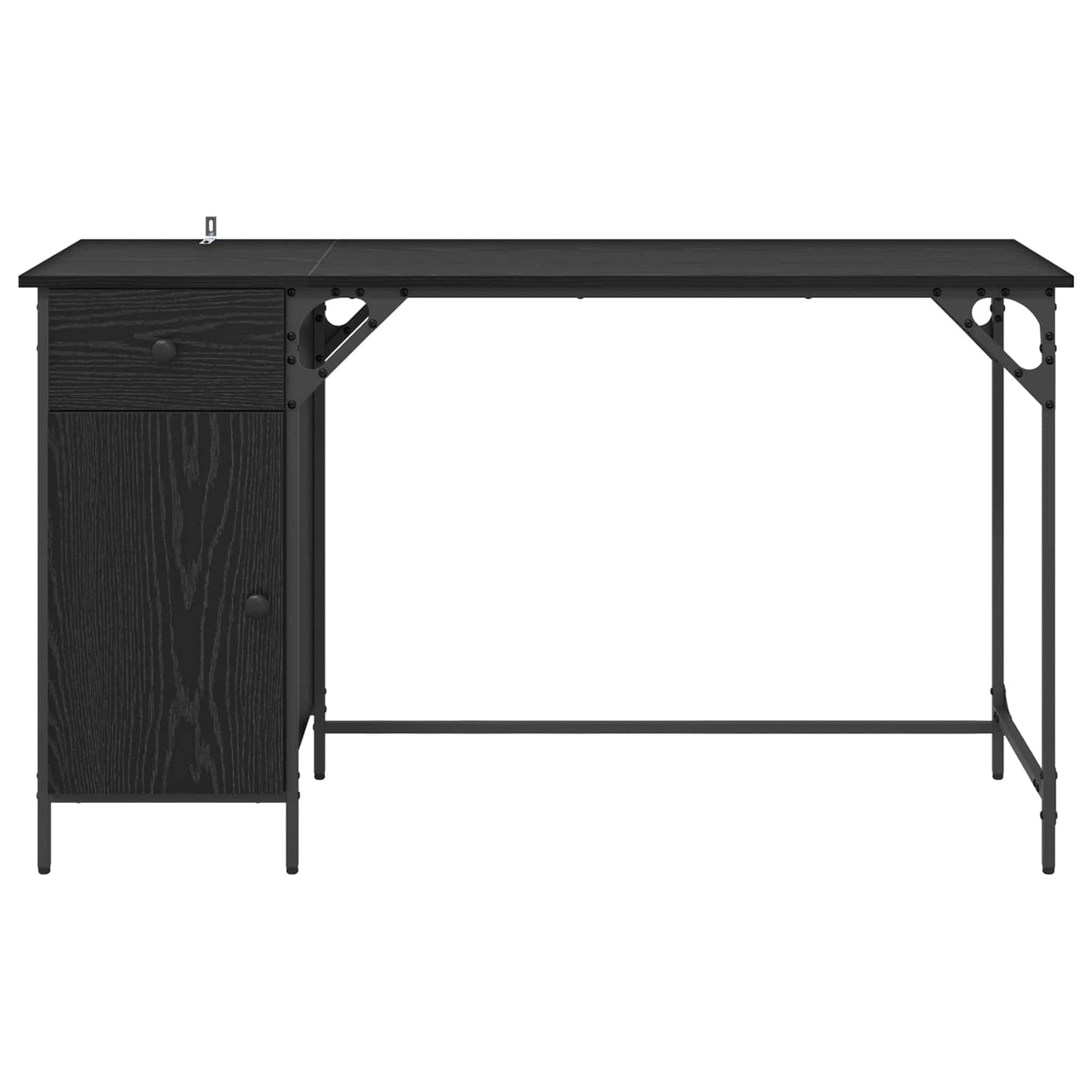 Computer Desk Black Oak 131 x 48 x 75 cm Engineered Wood