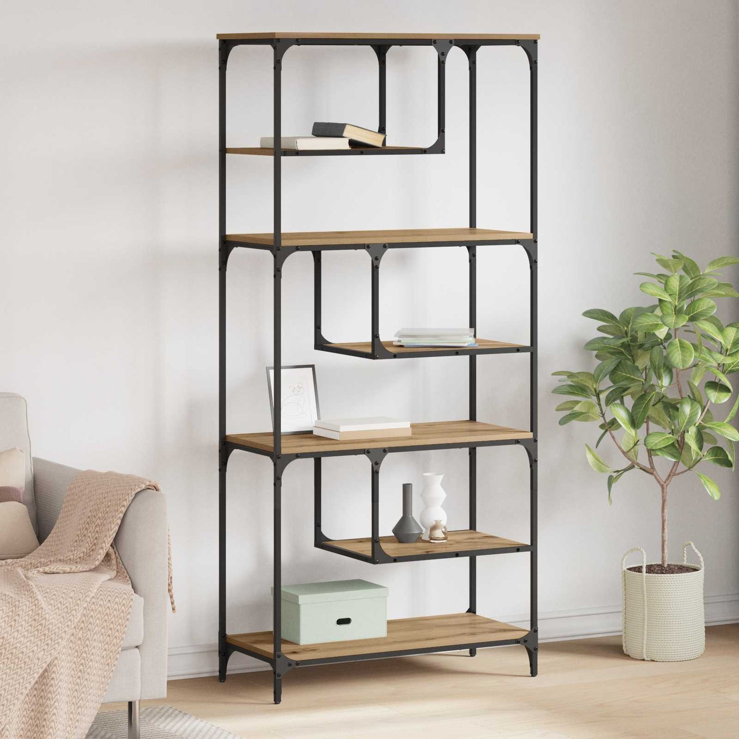 Bookcase 6-Tier Engineered wood Artisan oak