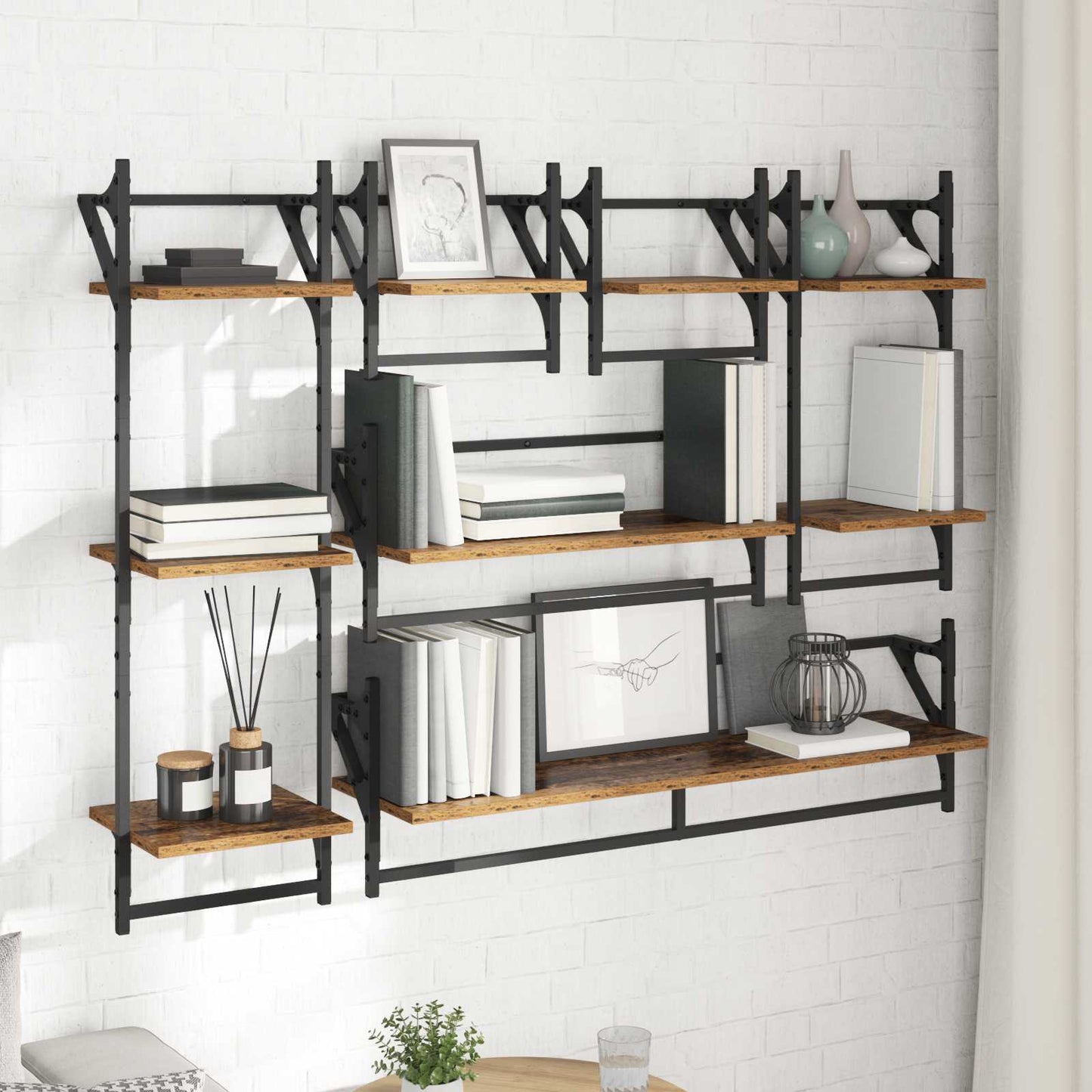 Wall Shelf Set 6 pcs Old Wood 100 x 25 x 30 cm Engineered Wood