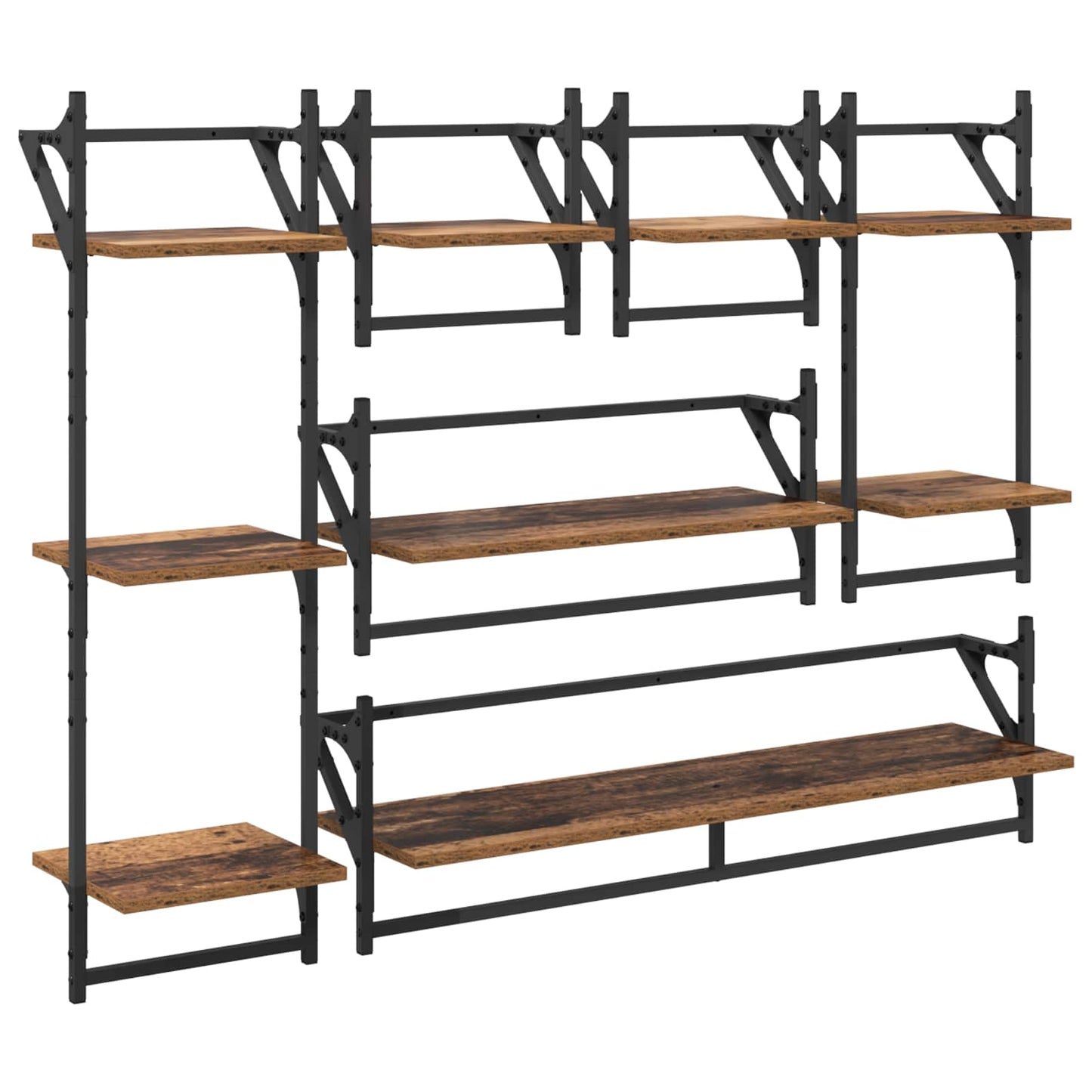 Wall Shelf Set 6 pcs Old Wood 100 x 25 x 30 cm Engineered Wood