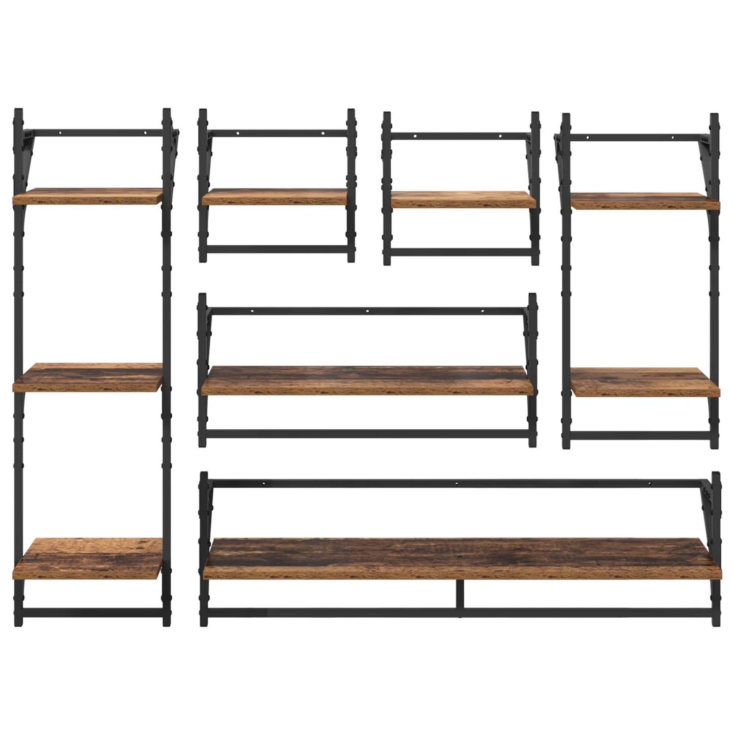 Wall Shelf Set 6 pcs Old Wood 100 x 25 x 30 cm Engineered Wood