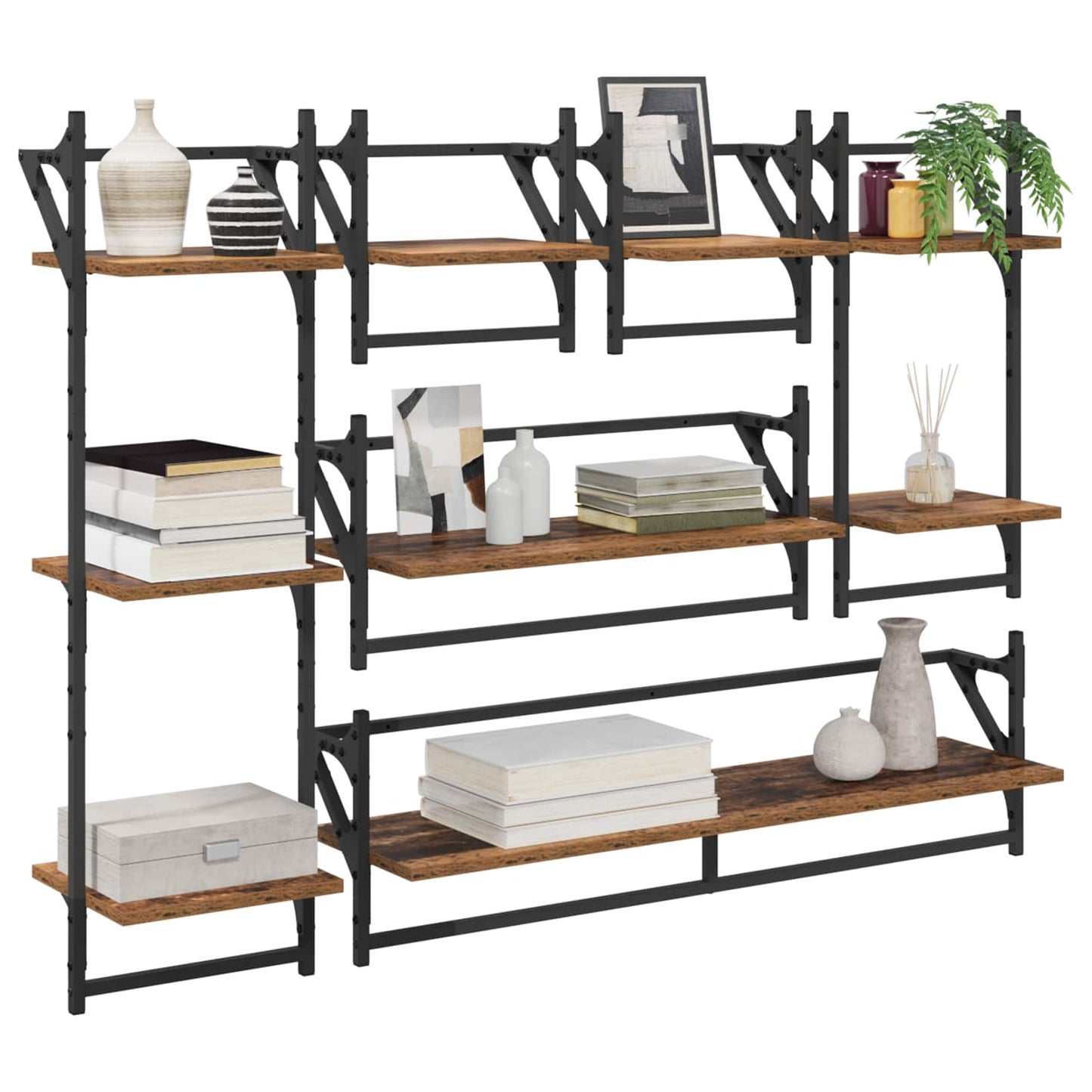 Wall Shelf Set 6 pcs Old Wood 100 x 25 x 30 cm Engineered Wood