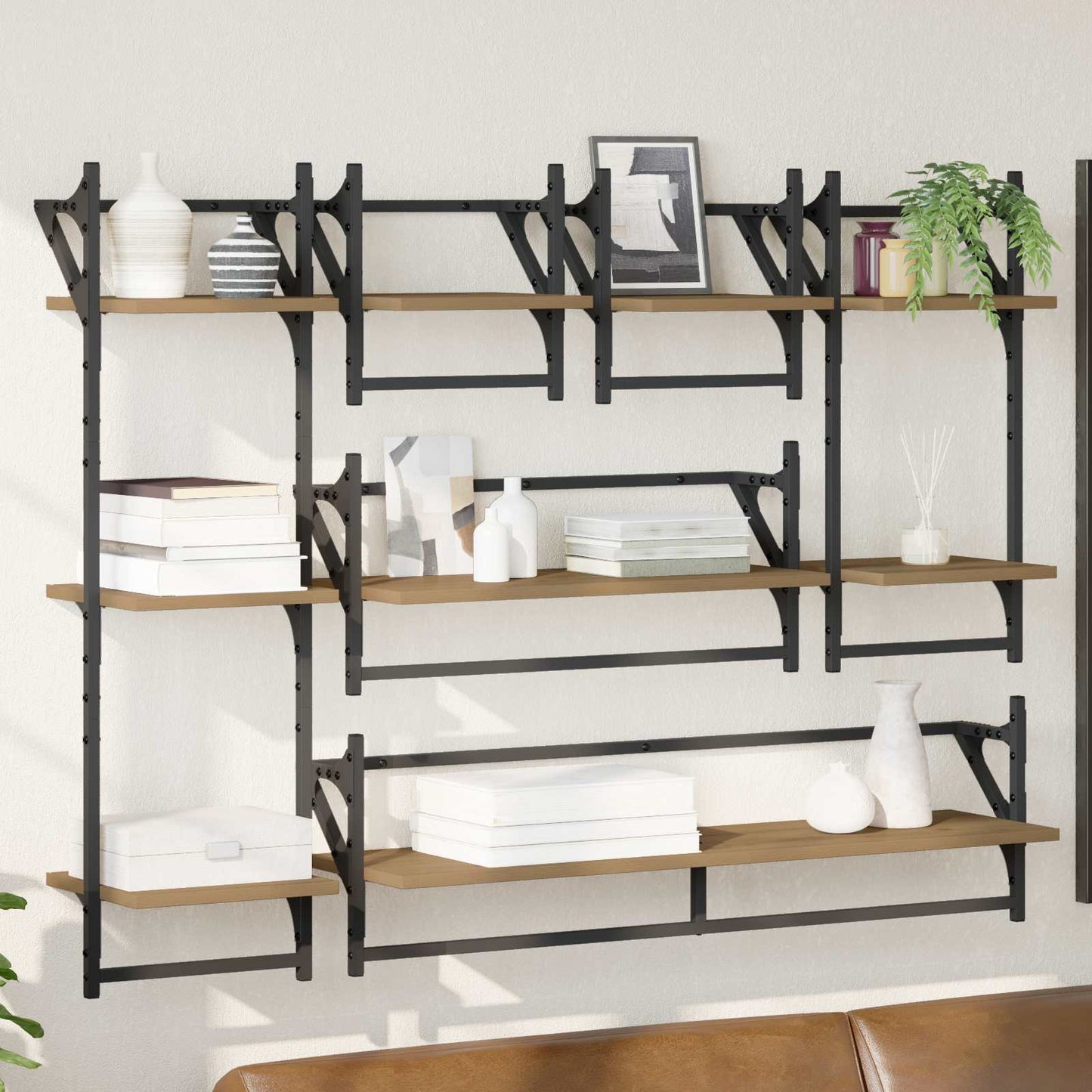 Wall Shelf Set with Shelf 6 pcs Artisan Oak 100 x 25 x 30 cm