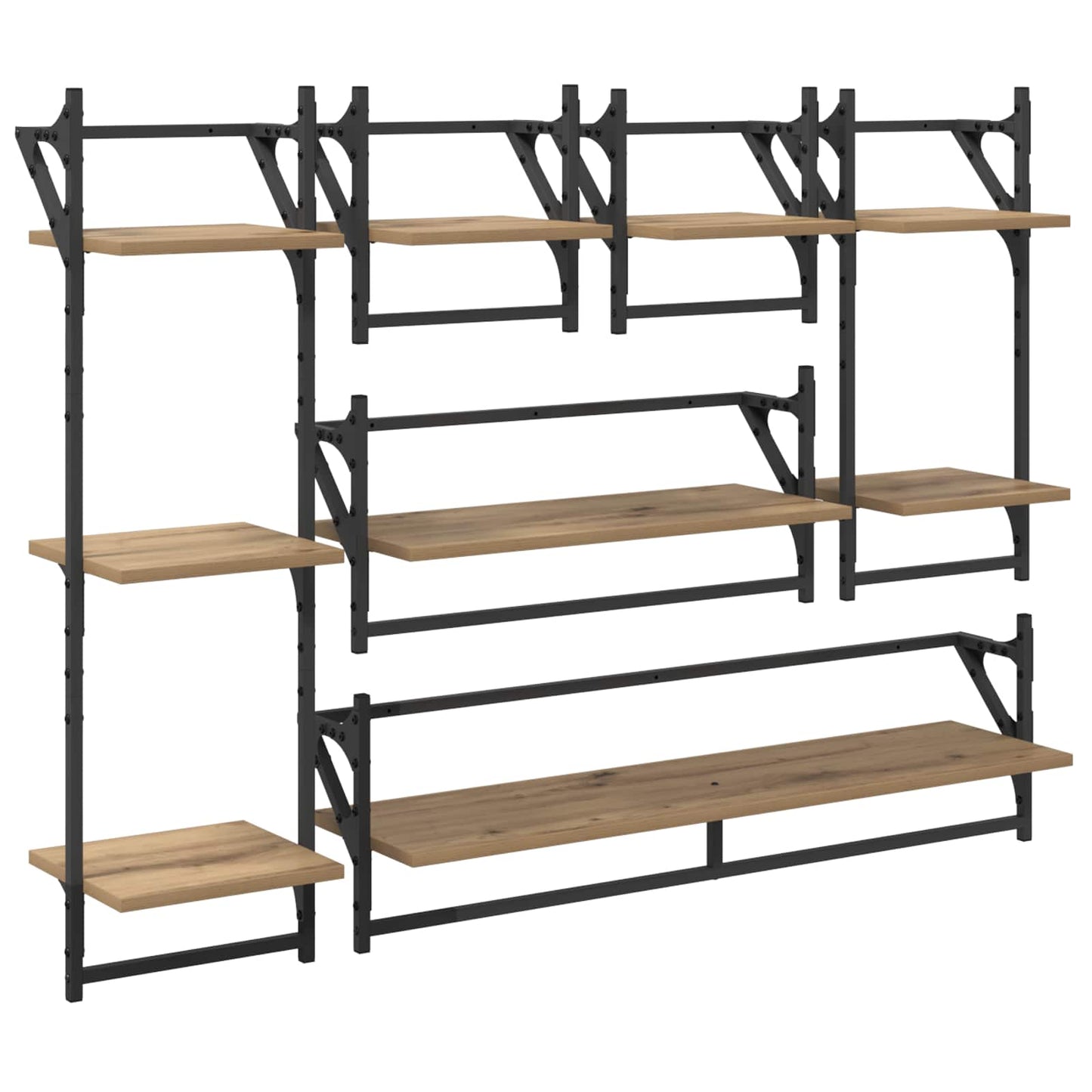 Wall Shelf Set with Shelf 6 pcs Artisan Oak 100 x 25 x 30 cm