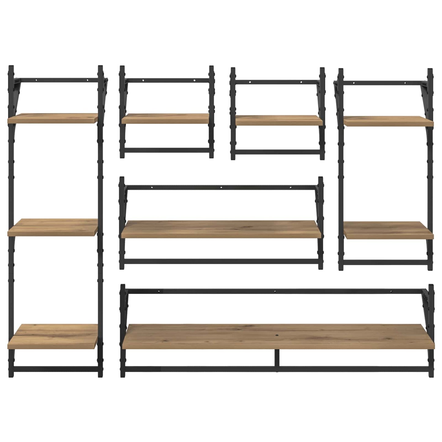 Wall Shelf Set with Shelf 6 pcs Artisan Oak 100 x 25 x 30 cm