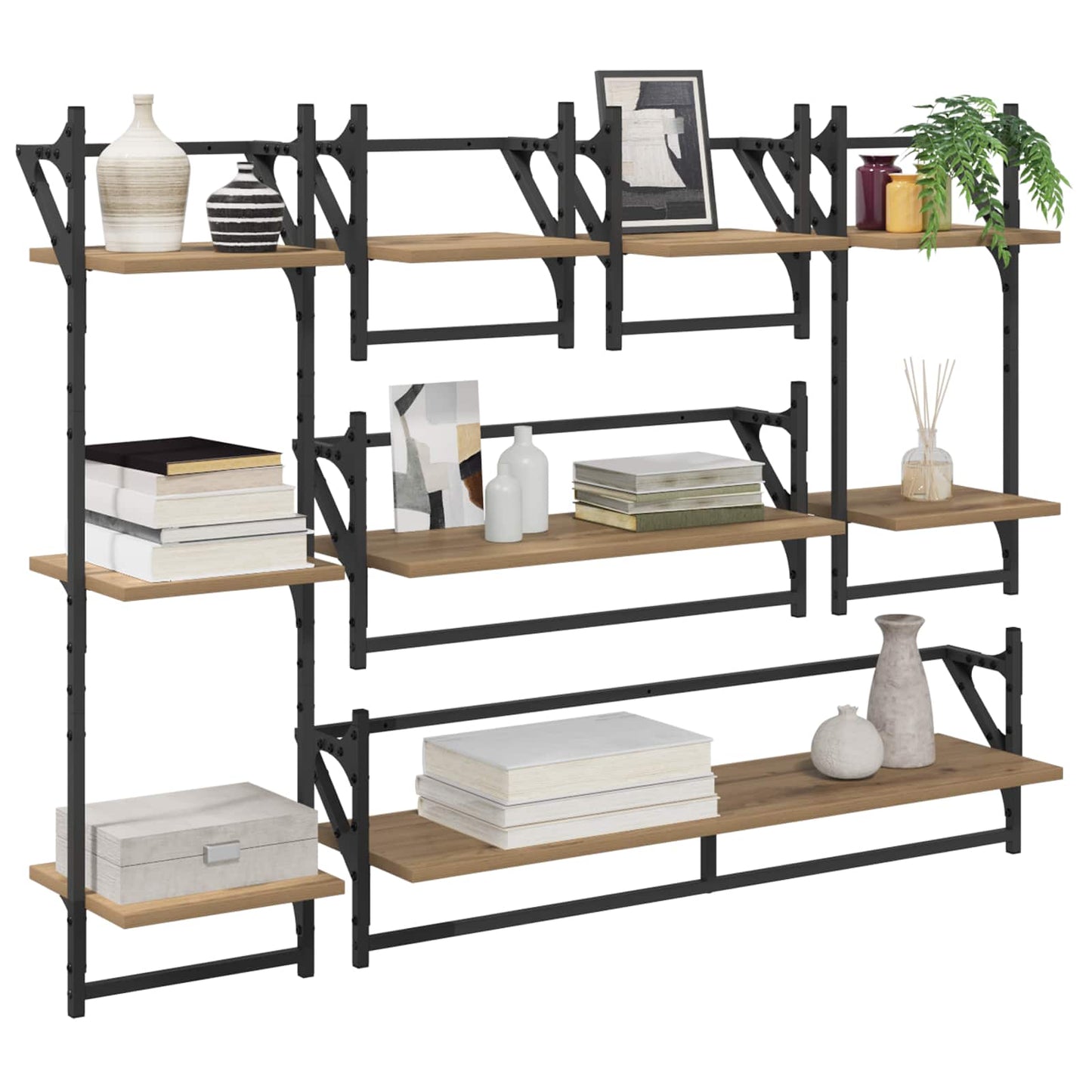 Wall Shelf Set with Shelf 6 pcs Artisan Oak 100 x 25 x 30 cm