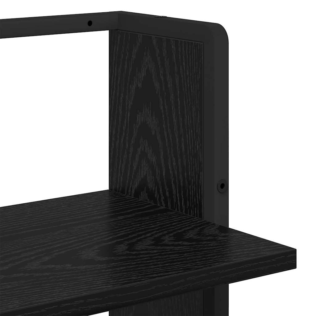 Wall Shelf Black Oak 30 x 25 x 100 cm Engineered Wood