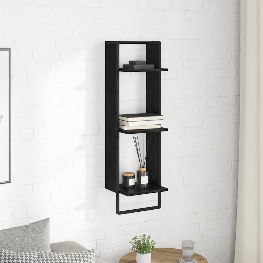 Wall Shelf Wall-Mounted Black Oak 30 x 25 x 100 cm