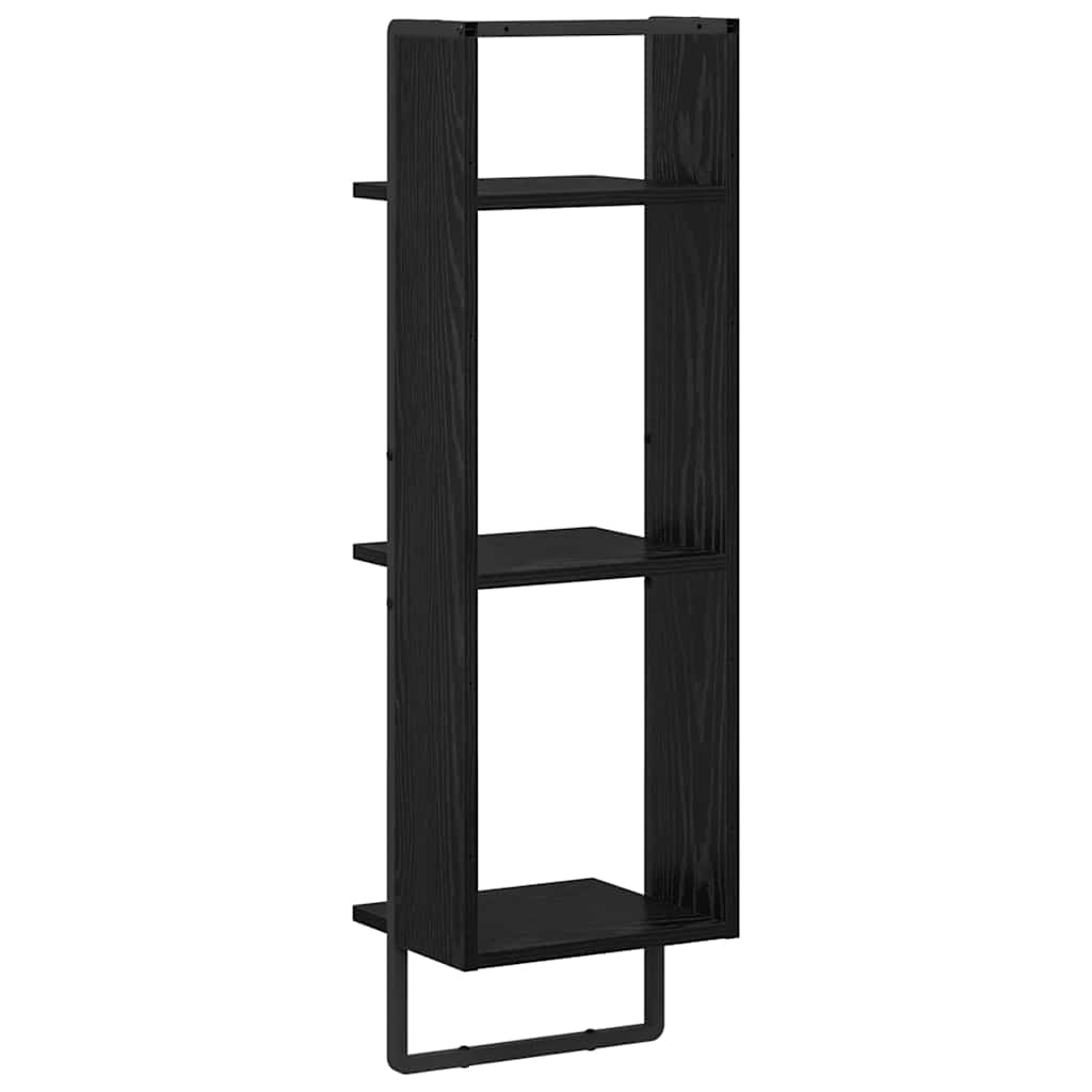 Wall Shelf Black Oak 30 x 25 x 100 cm Engineered Wood