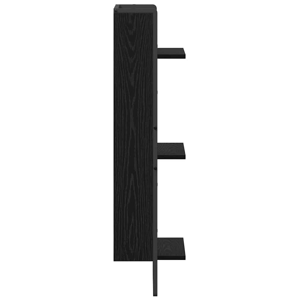 Wall Shelf Black Oak 30 x 25 x 100 cm Engineered Wood