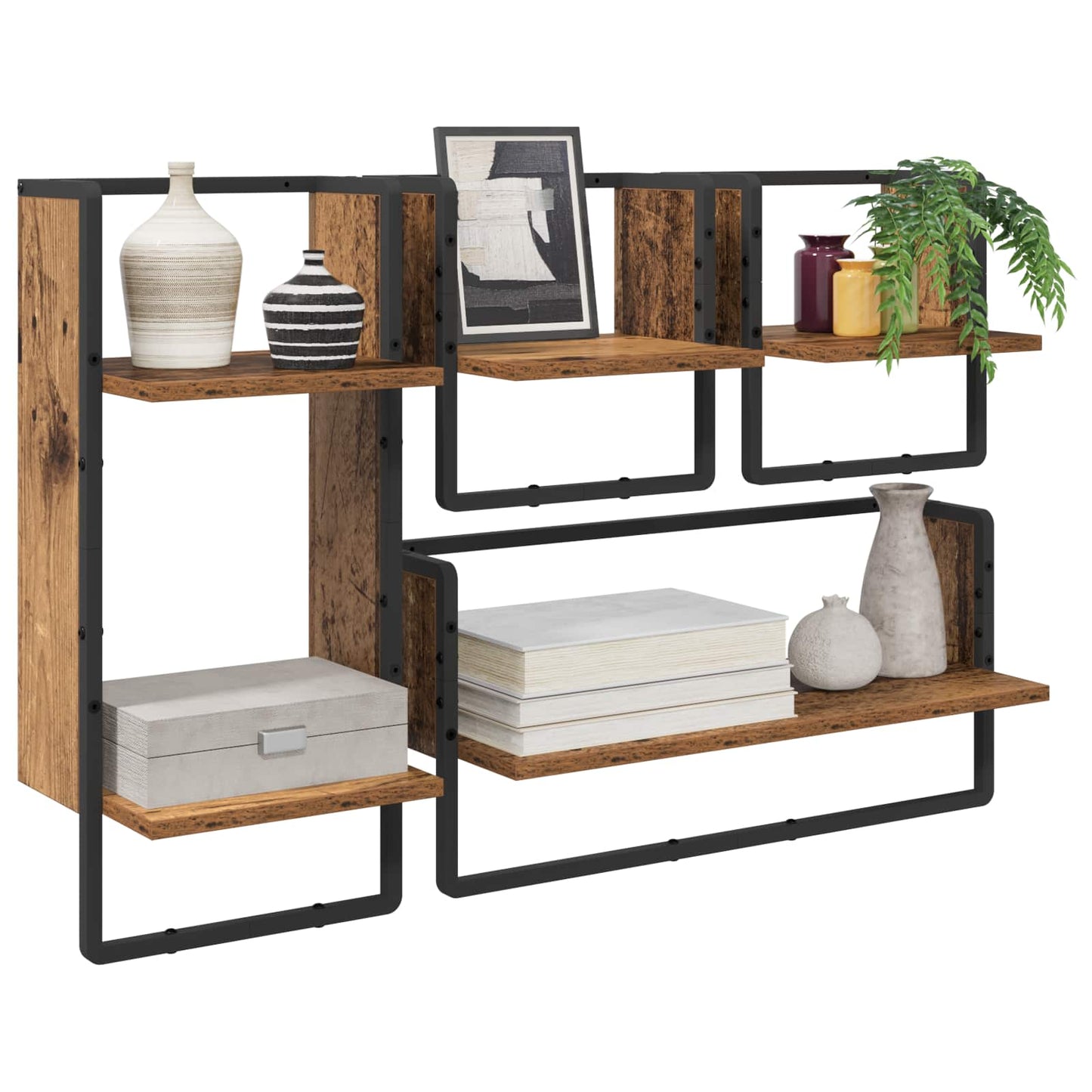 Wall Shelf Set 4 pcs Old Wood 65 x 25 x 30 cm Engineered Wood
