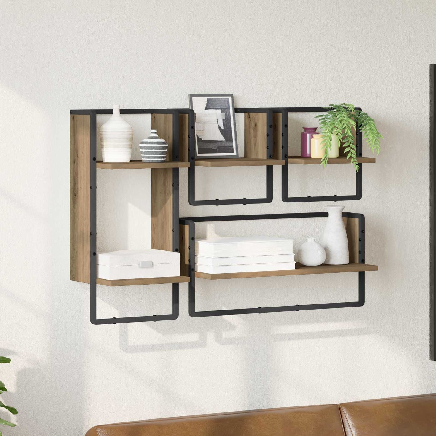 Wall Shelf Set with Shelf 4 pcs Artisan Oak 65 x 25 x 30 cm