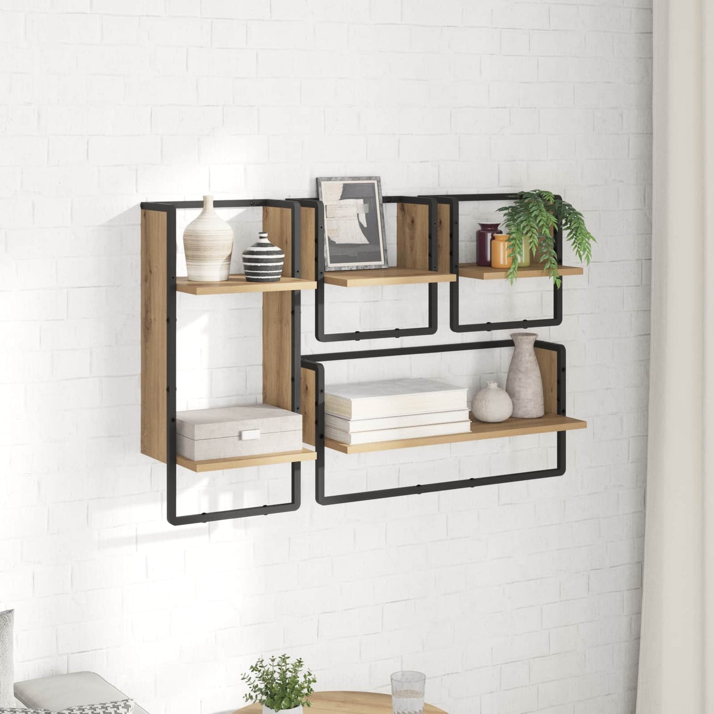 Wall Shelf Set with Shelf 4 pcs Artisan Oak 65 x 25 x 30 cm