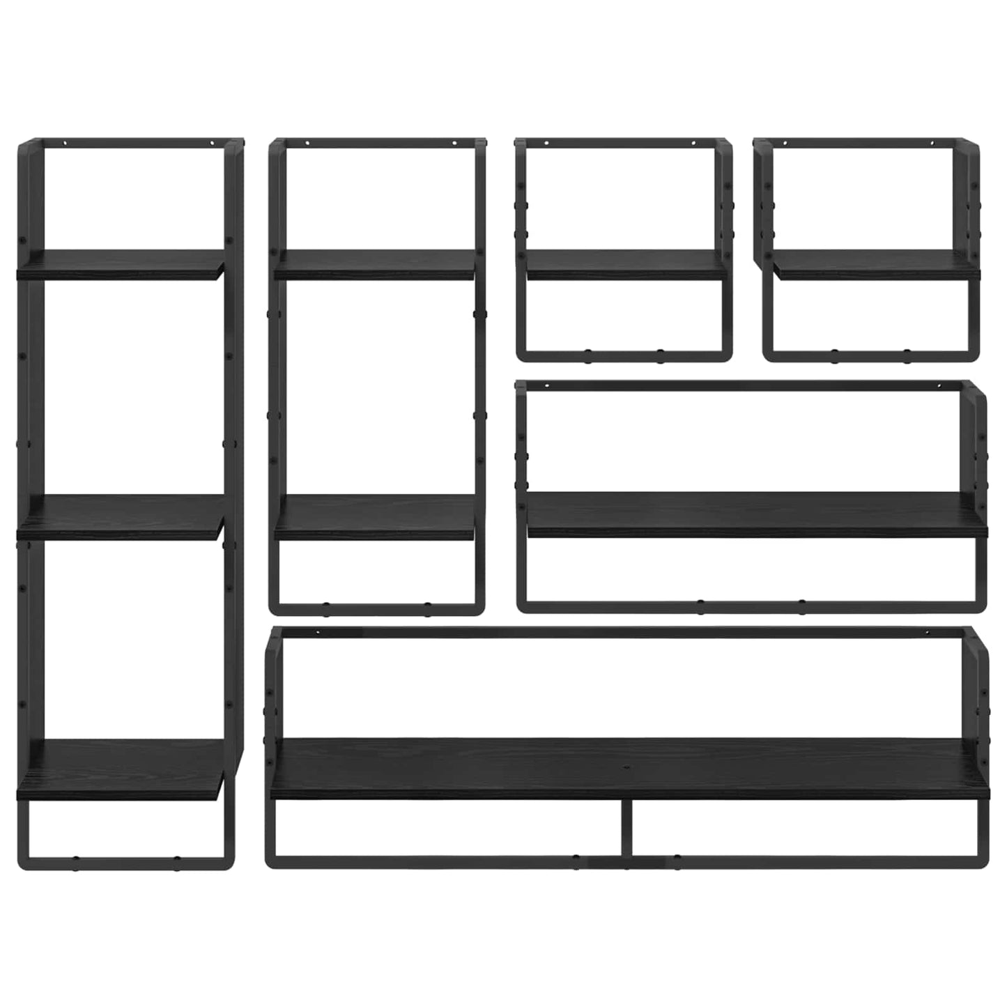 Wall Shelf Set 6 pcs Black Oak 100 x 25 x 30 cm Engineered Wood