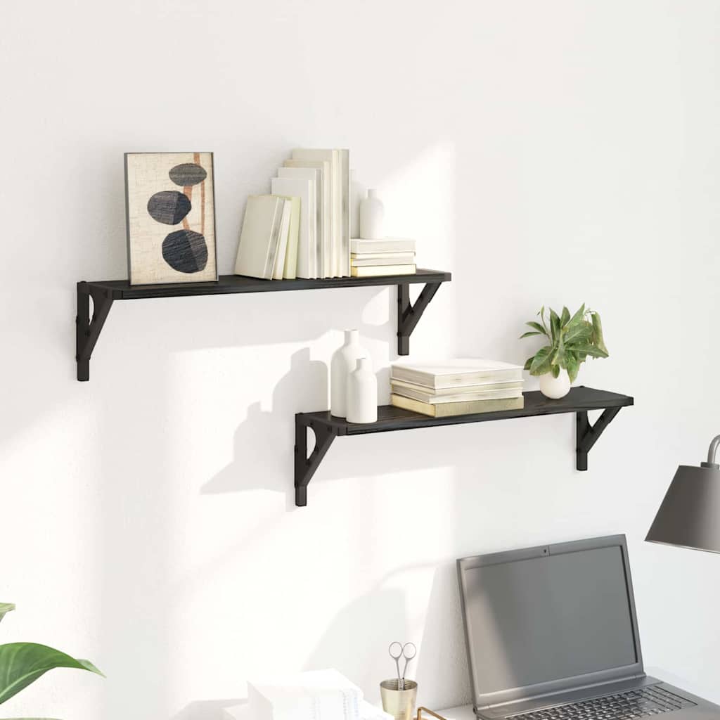 Wall Shelves 2 pcs Black Oak 60 x 15 x 15.5 cm Engineered Wood