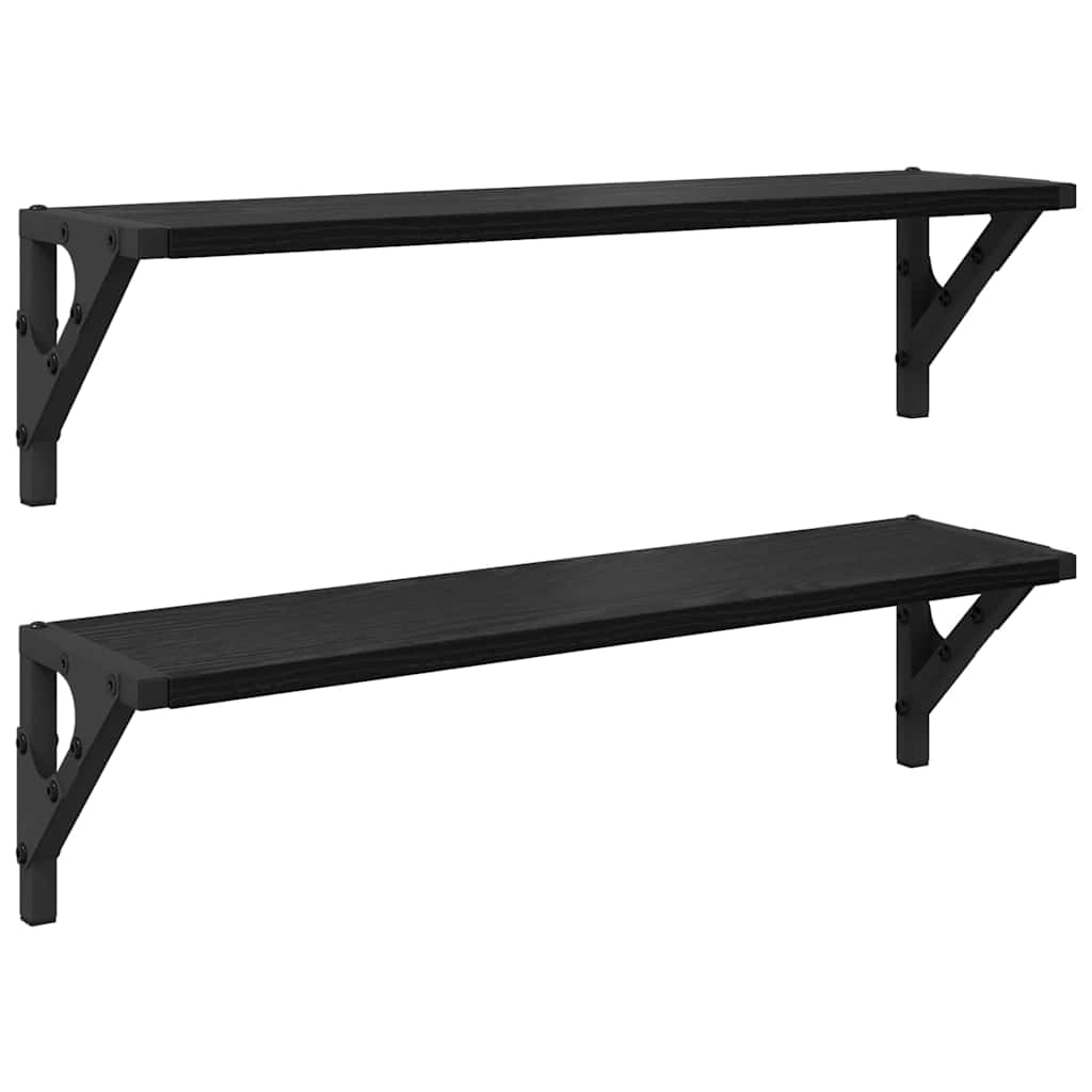 Wall Shelves 2 pcs Black Oak 60 x 15 x 15.5 cm Engineered Wood