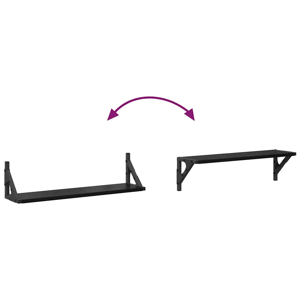 Wall Shelves 2 pcs Black Oak 60 x 15 x 15.5 cm Engineered Wood